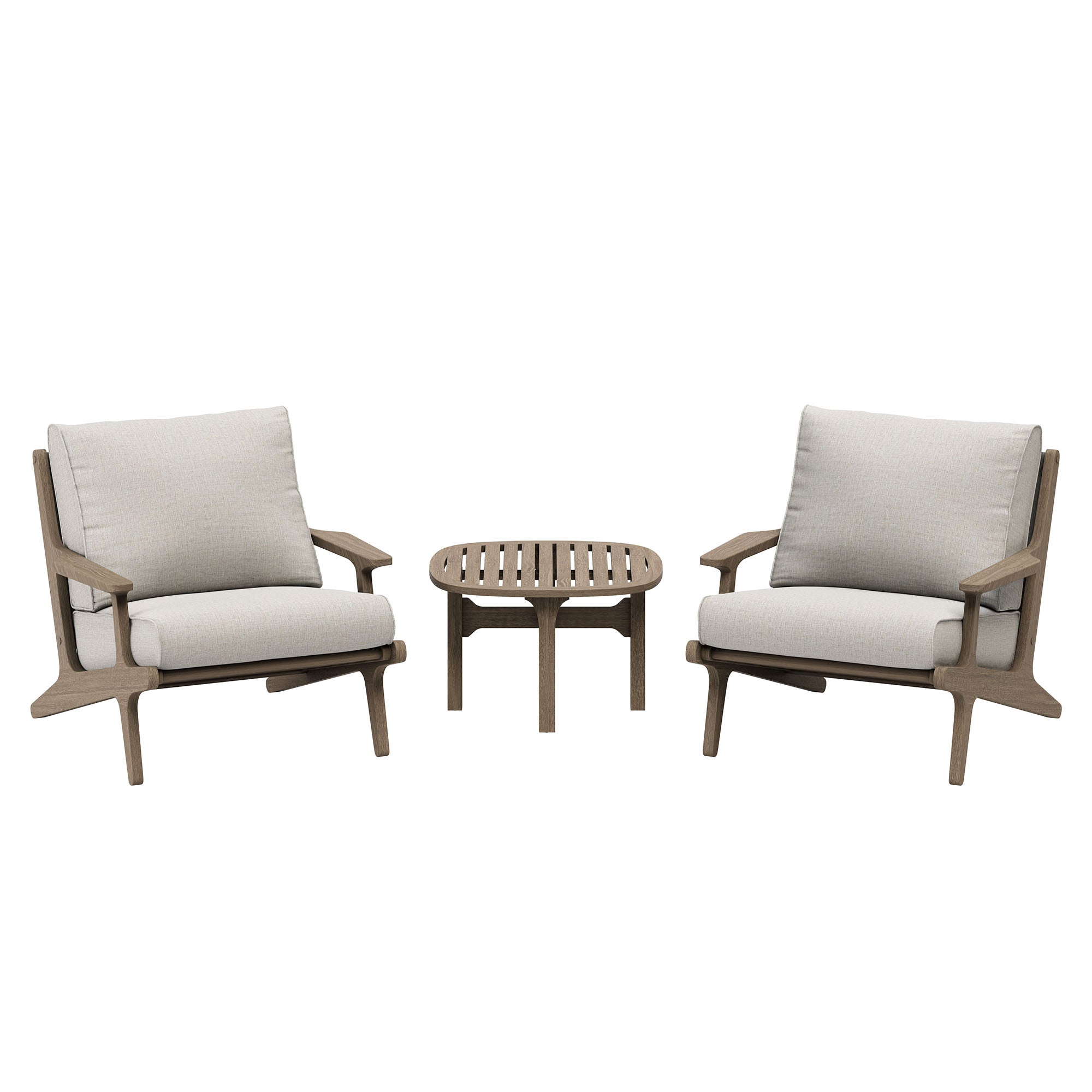 Saratoga 3-Piece Outdoor Teak Wood Furniture Set with Lounge Chairs and Side Table