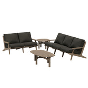 Saratoga 4-Piece Outdoor Teak Wood Furniture Set - Weathered Gray Flint