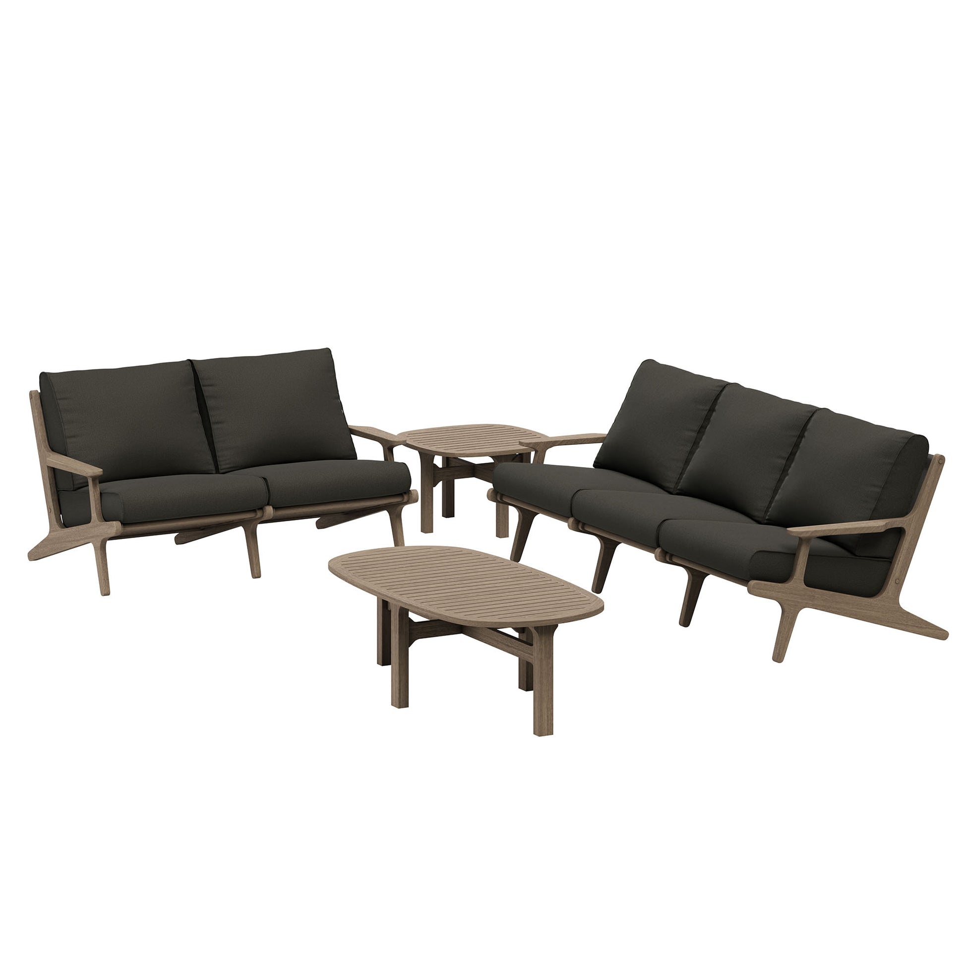 Saratoga 4-Piece Outdoor Teak Wood Furniture Set - Weathered Gray Flint