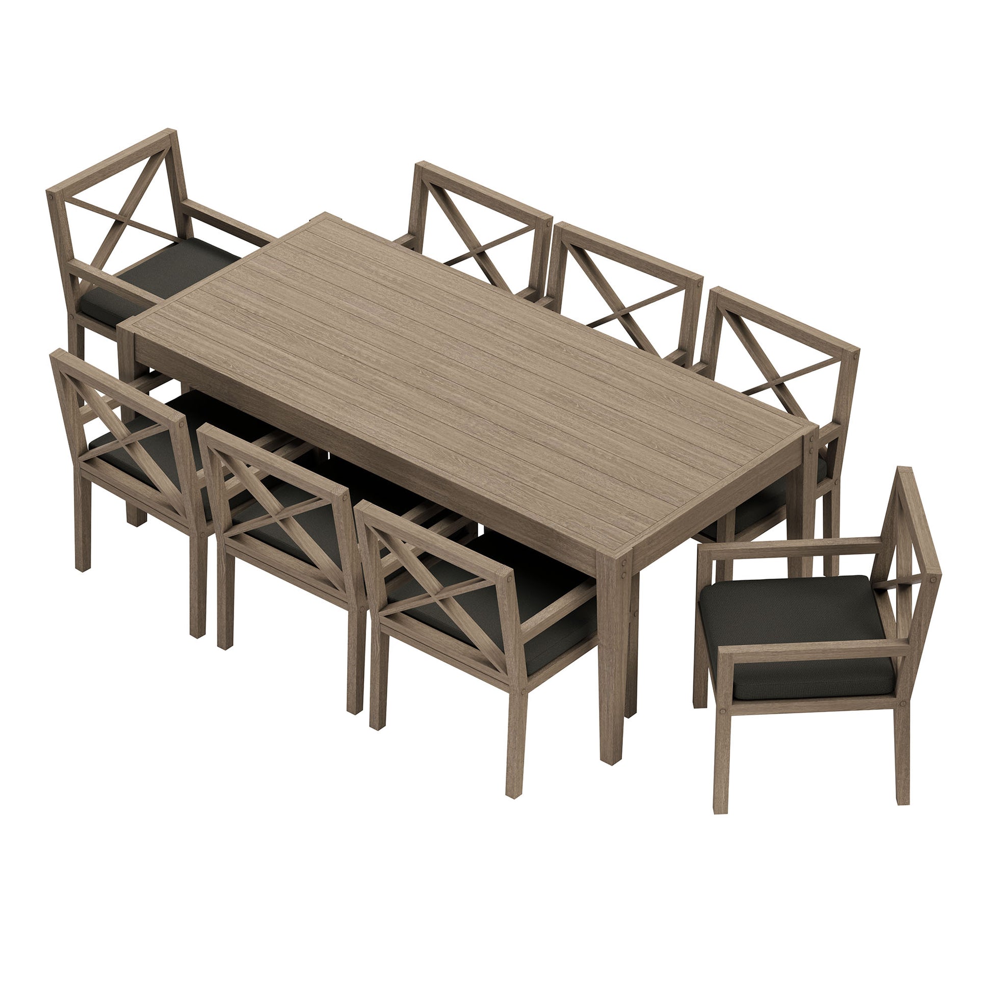 Northlake 9-Piece Outdoor Teak Wood Dining Set - Weathered Gray Flint
