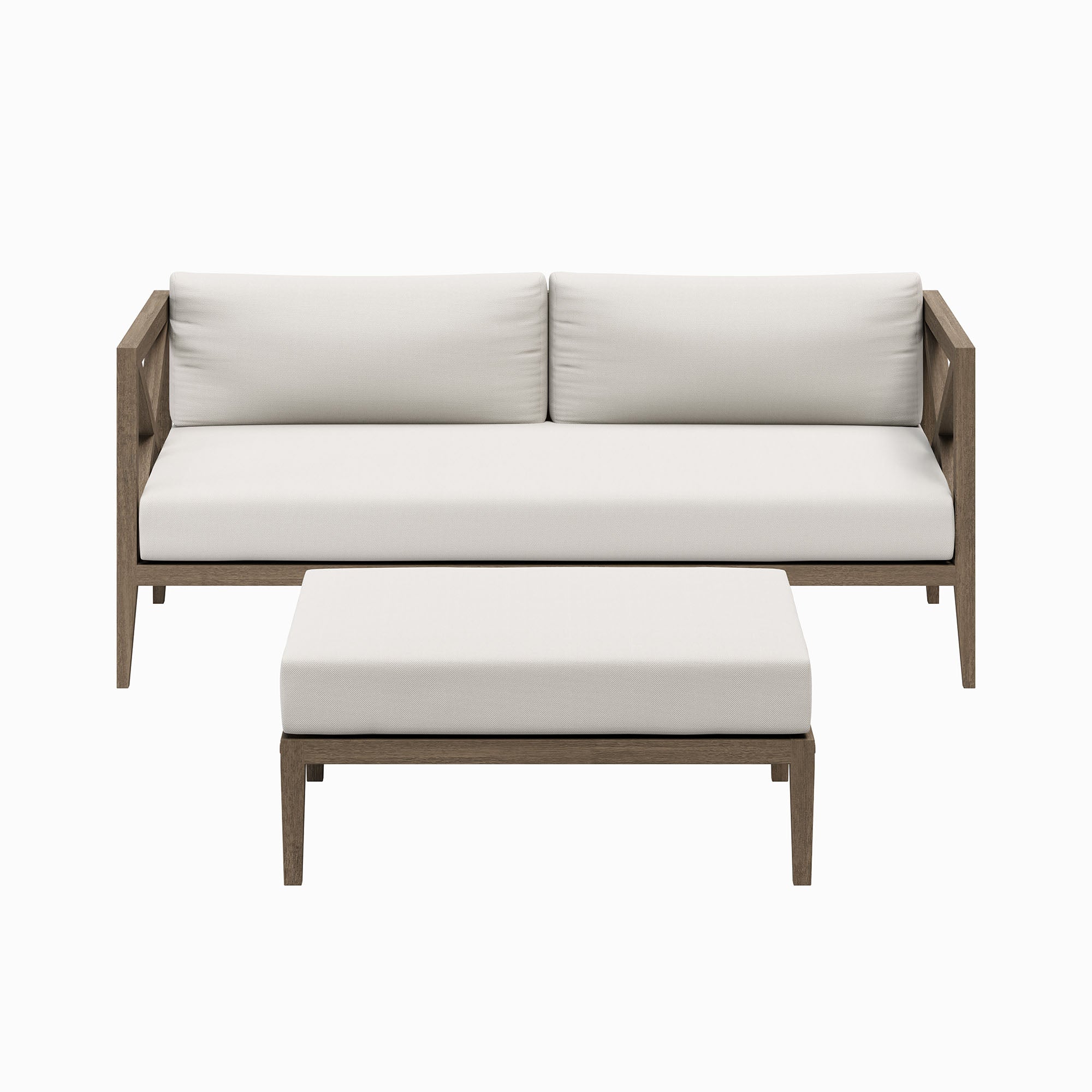 Northlake Outdoor Teak Wood Loveseat and Ottoman Set