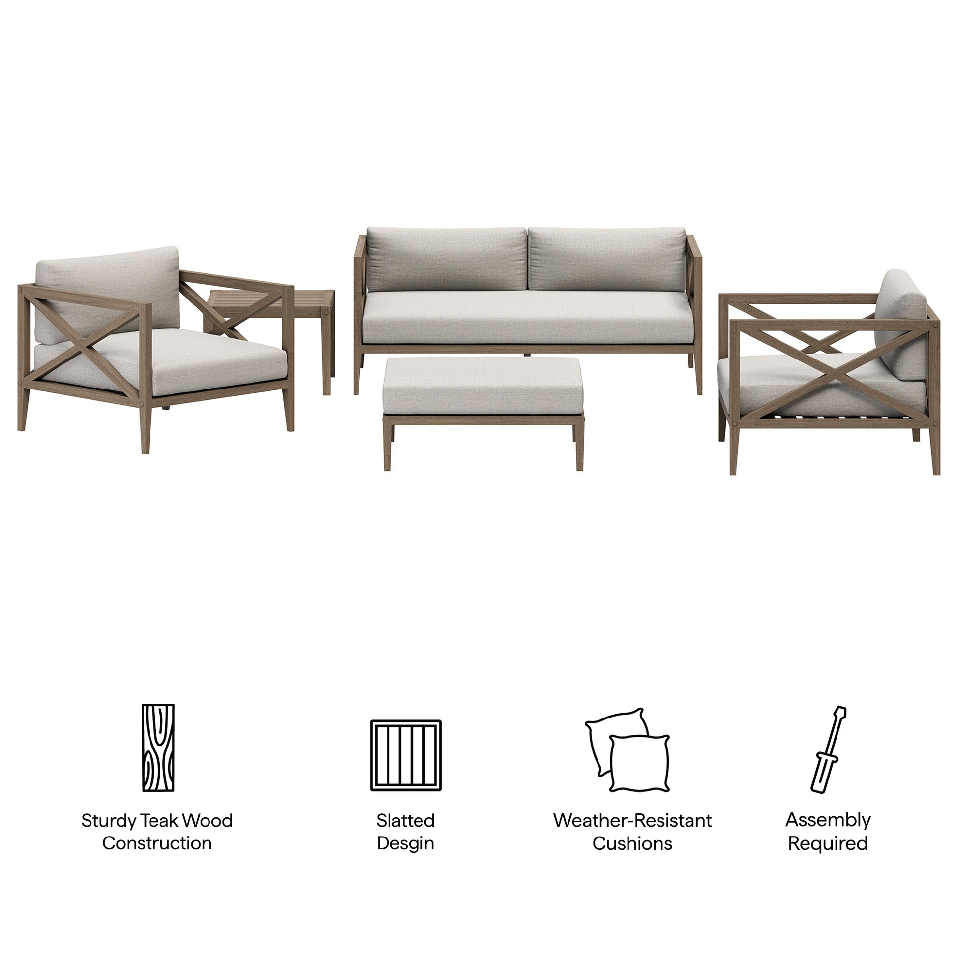 Northlake 5-Piece Outdoor Teak Wood Furniture Set