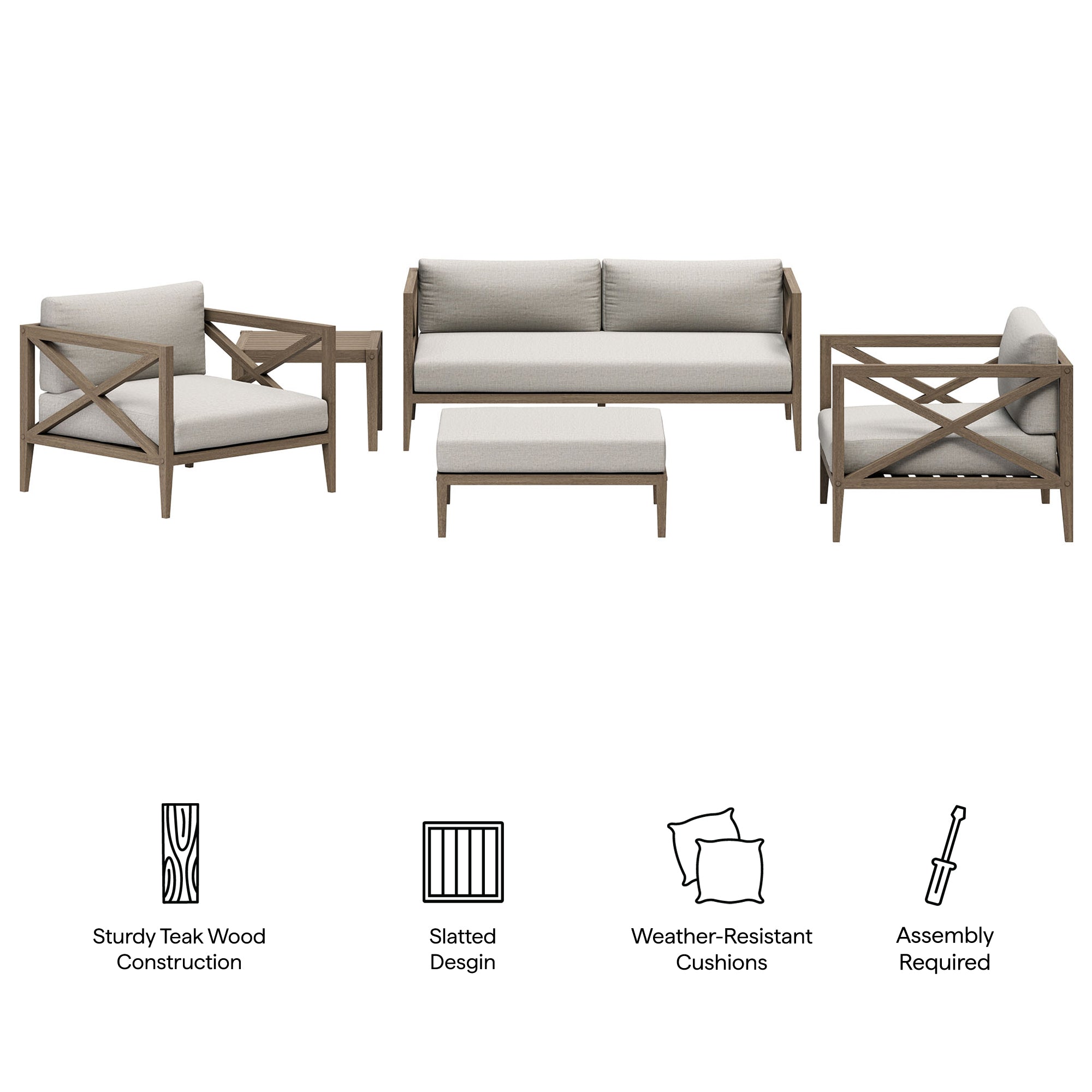 Northlake 5-Piece Outdoor Teak Wood Furniture Set