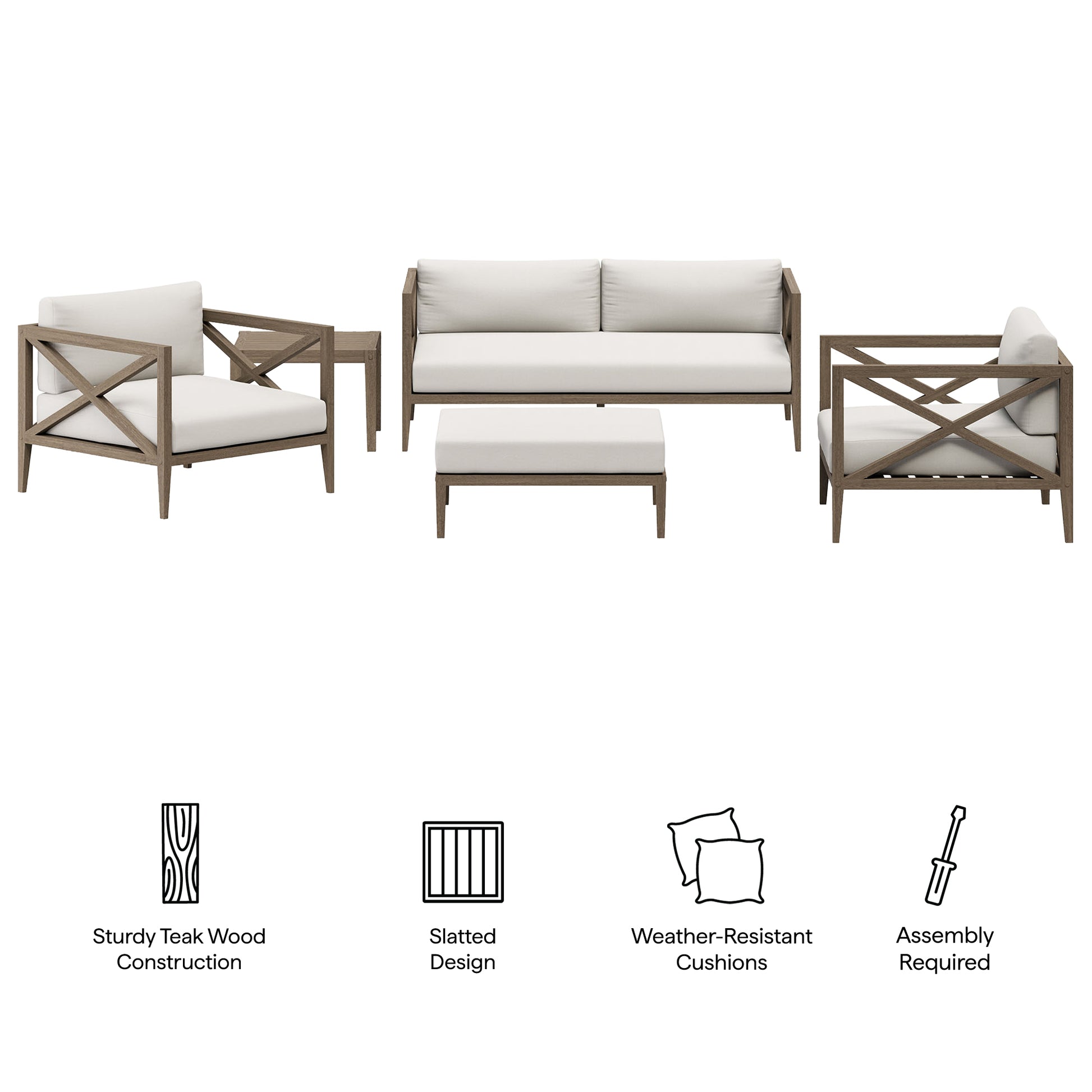 Northlake 5-Piece Outdoor Teak Wood Furniture Set