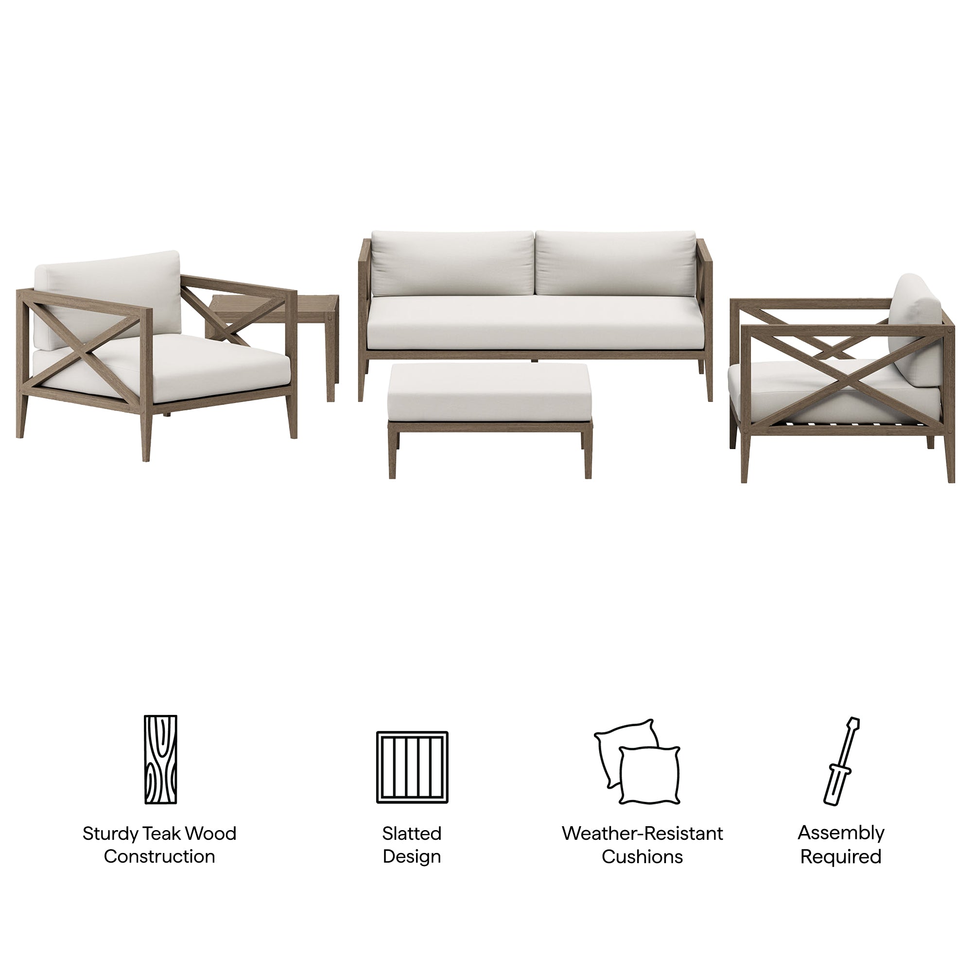 Northlake 5-Piece Outdoor Teak Wood Furniture Set