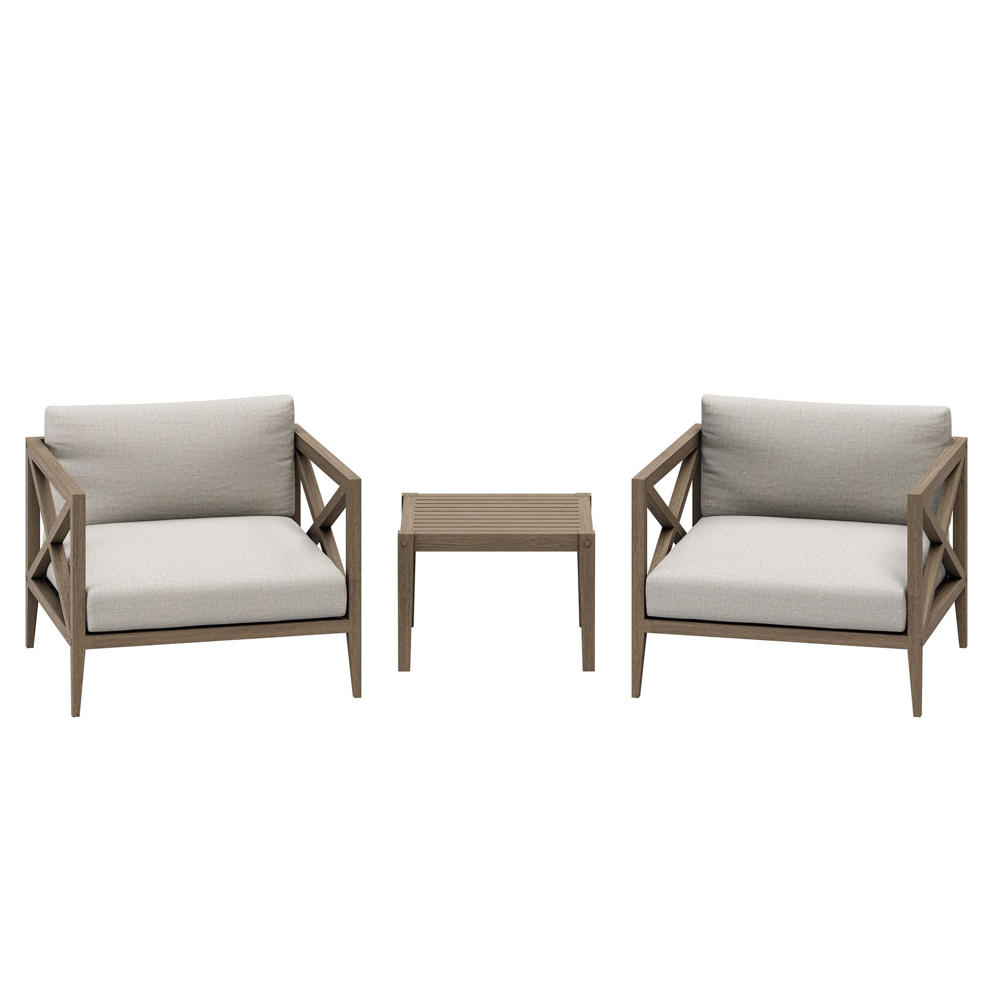 Northlake 3-Piece Outdoor Teak Wood Furniture Set with Armchair and Side Table