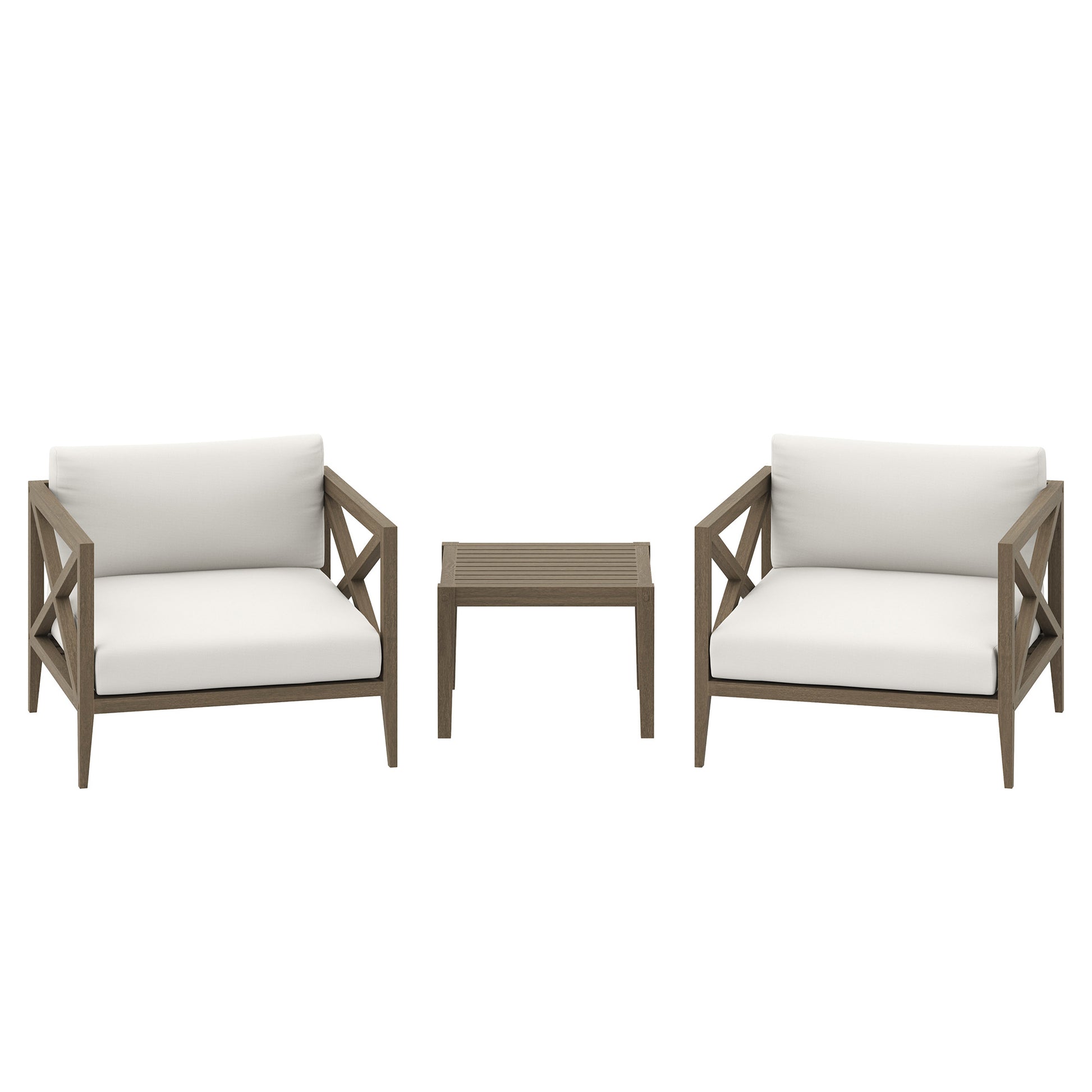 Northlake 3-Piece Outdoor Teak Wood Furniture Set with Armchair and Side Table