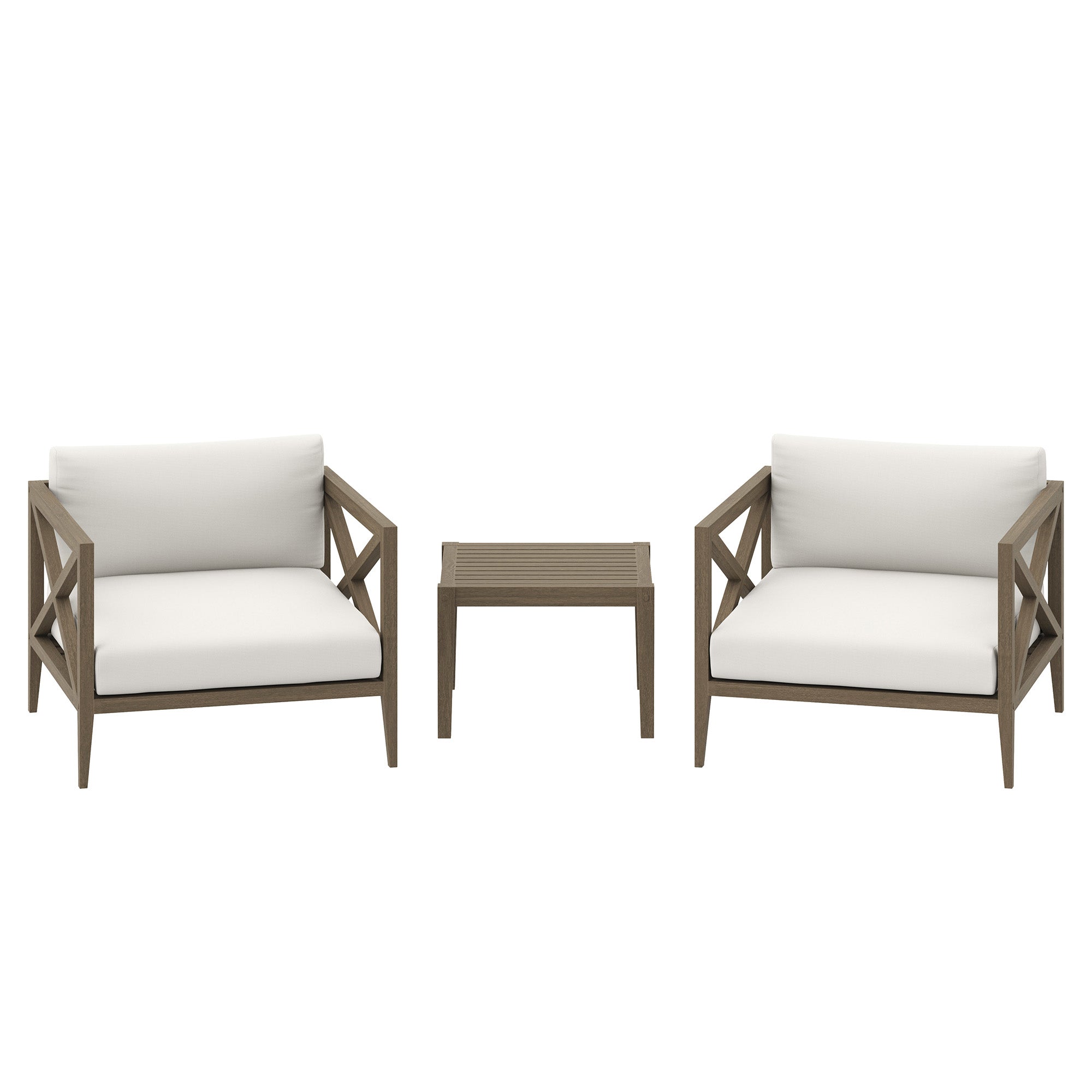 Northlake 3-Piece Outdoor Teak Wood Furniture Set with Armchair and Side Table