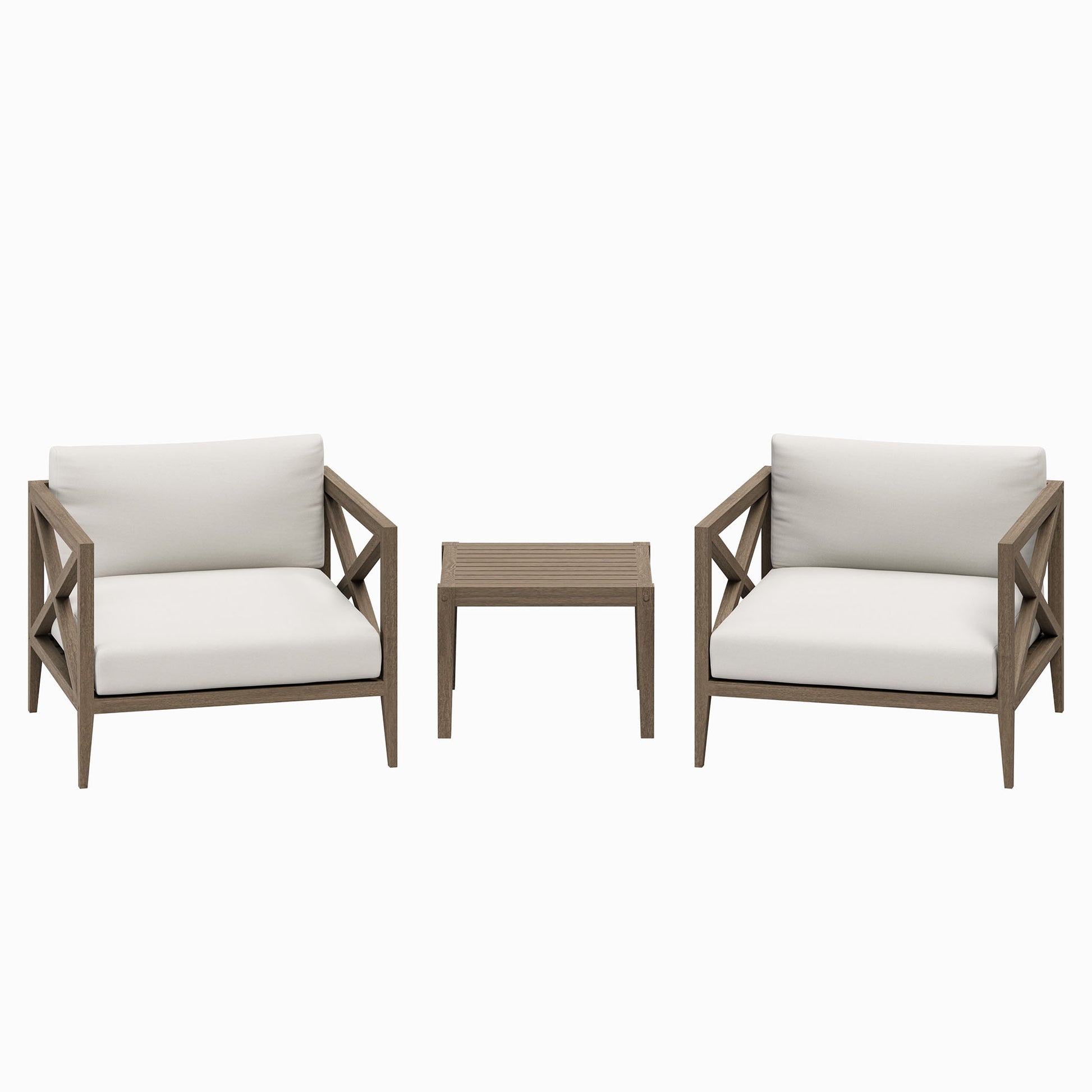 Northlake 3-Piece Outdoor Teak Wood Furniture Set with Armchair and Side Table