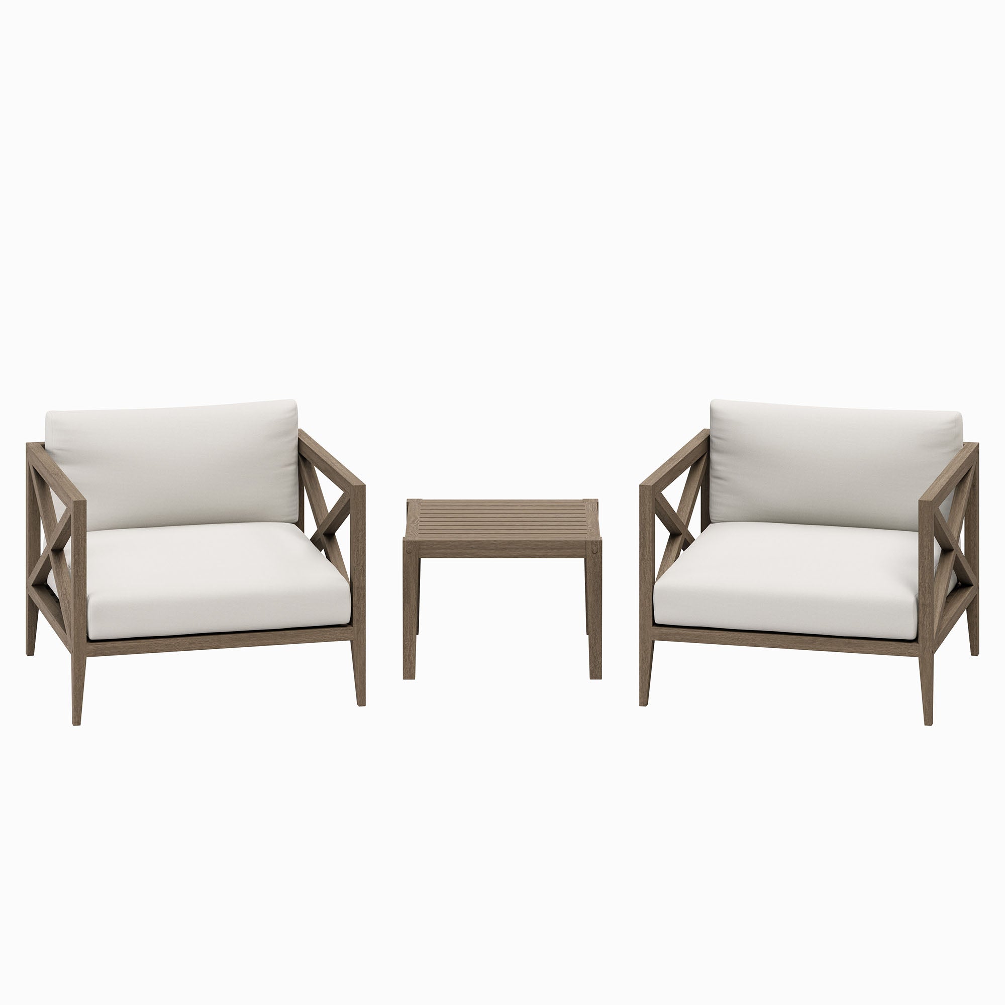Northlake 3-Piece Outdoor Teak Wood Furniture Set with Armchair and Side Table
