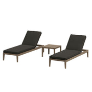Northlake 3-Piece Outdoor Teak Wood Furniture Set with Chaise Lounges and Side Table - Weathered Gray Flint