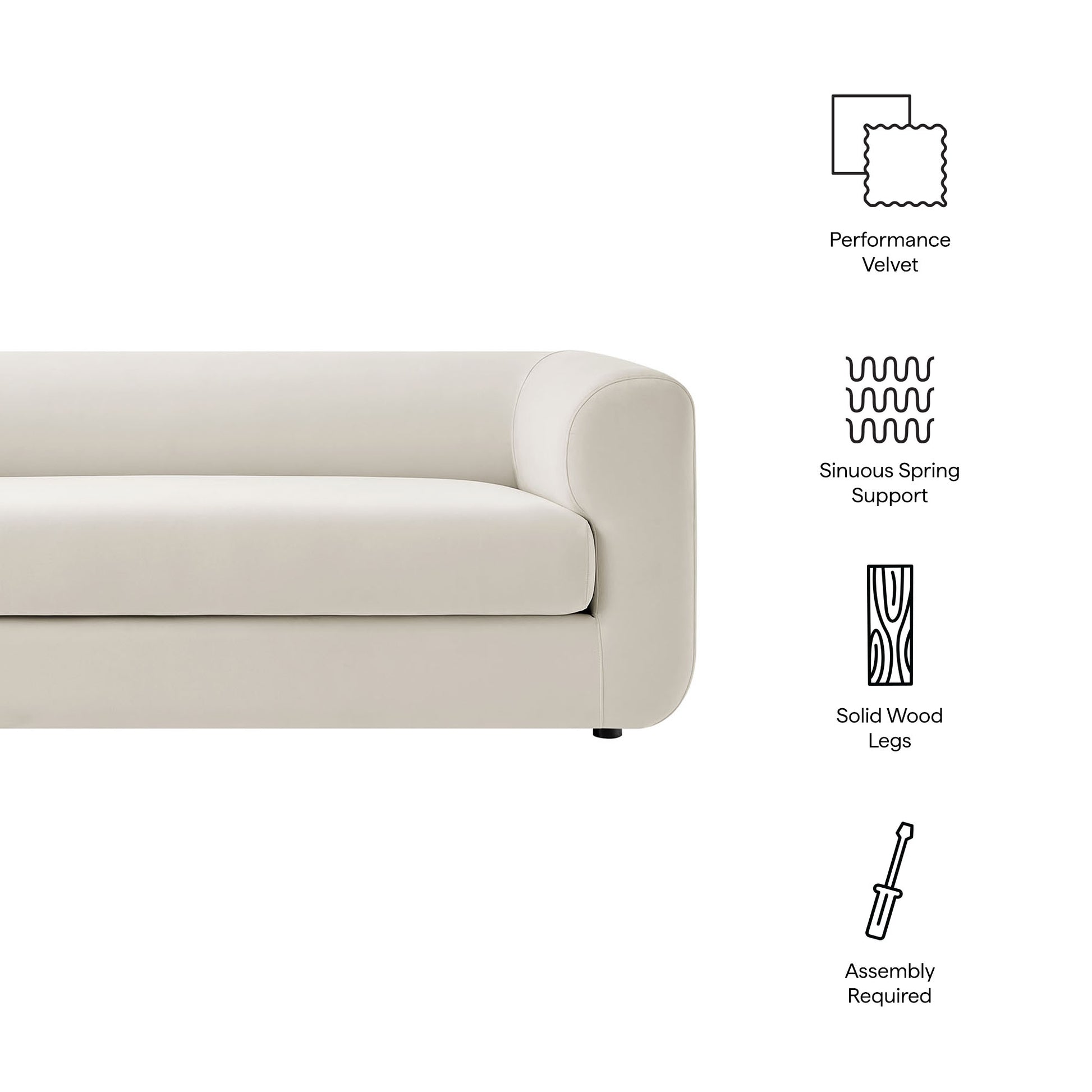 Leif 89" Performance Velvet Upholstered Sofa - Chocolate Brown