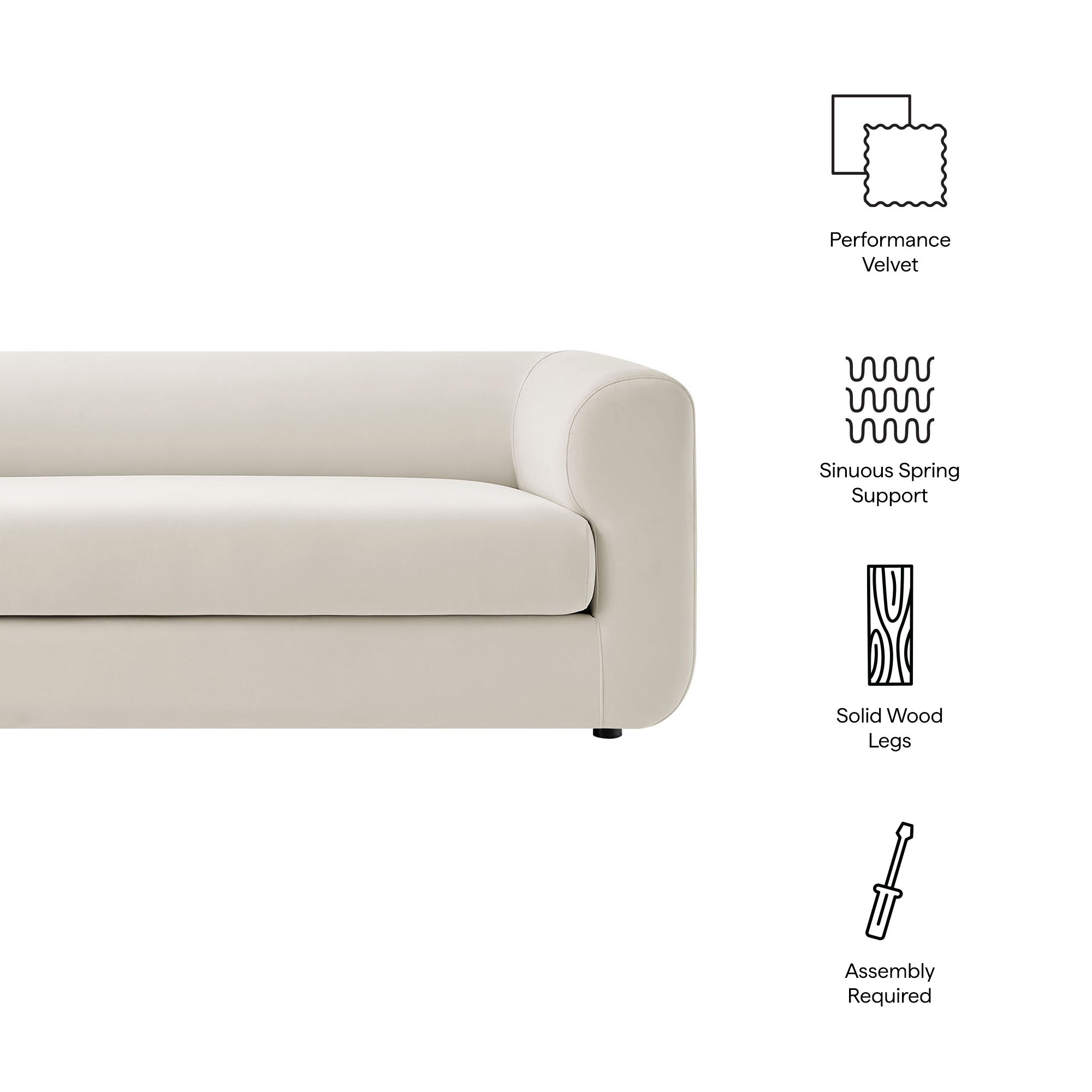 Leif 89" Performance Velvet Upholstered Sofa - Chocolate Brown