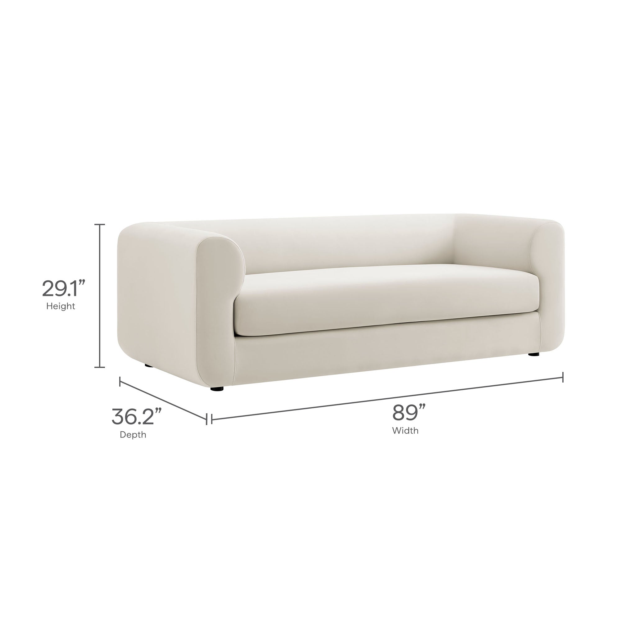 Leif 89" Performance Velvet Upholstered Sofa - Taupe