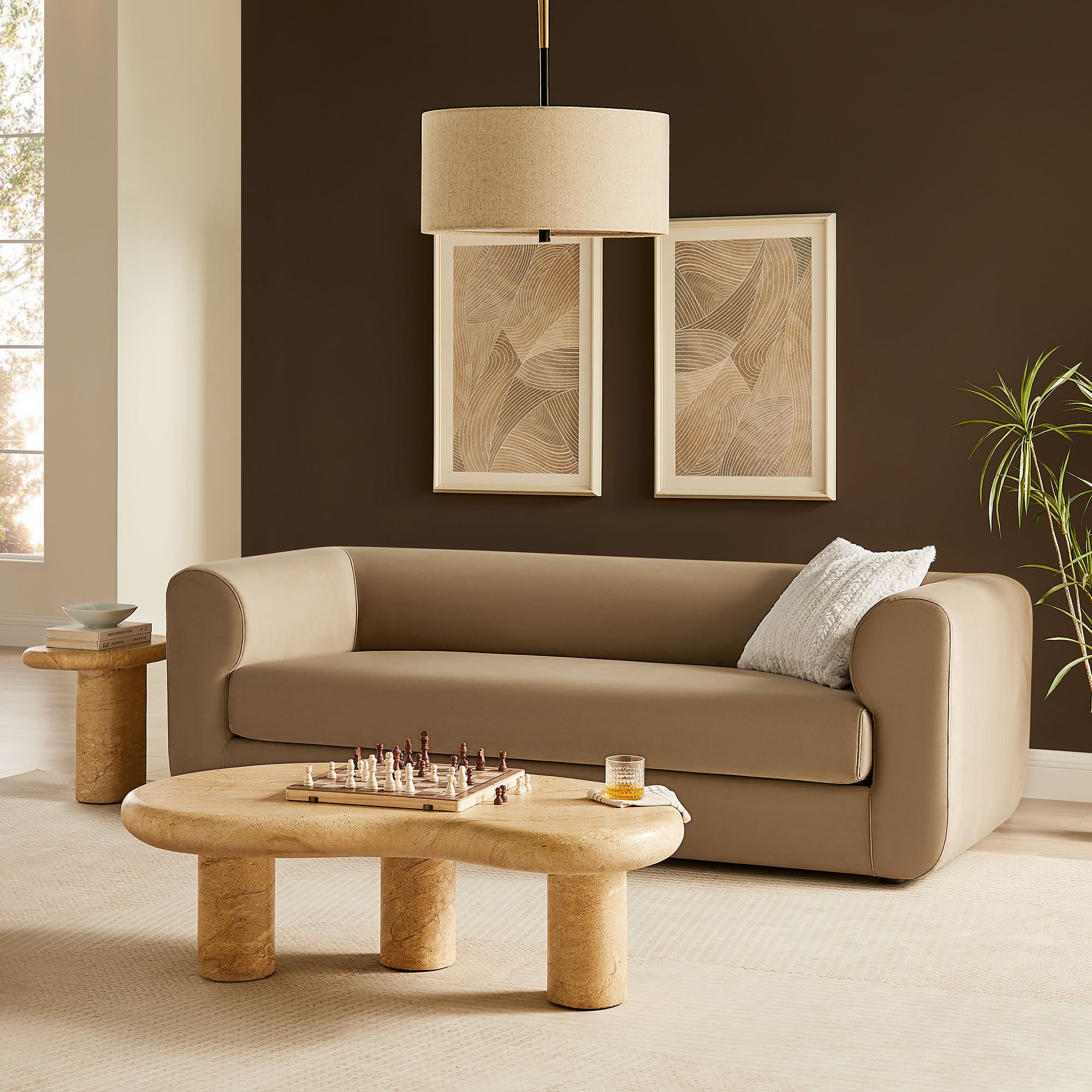 Leif 89" Performance Velvet Upholstered Sofa