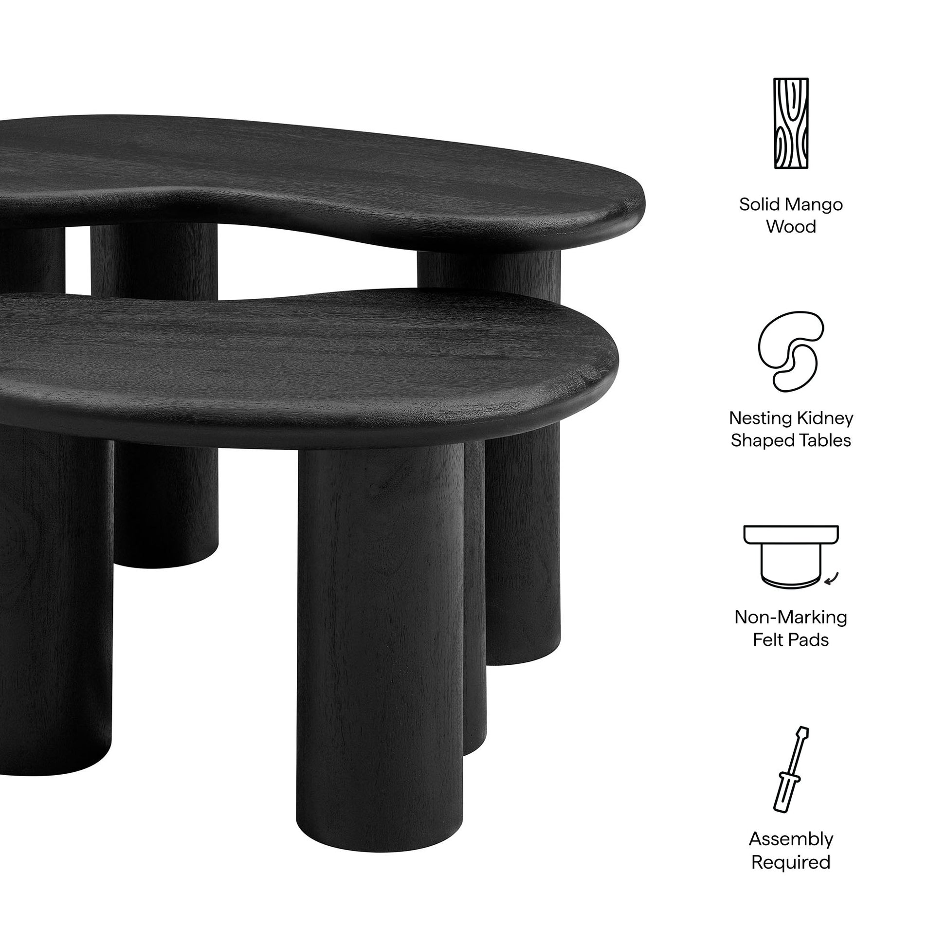 Hackney Mango Wood Nesting Coffee Table Set - Walnut