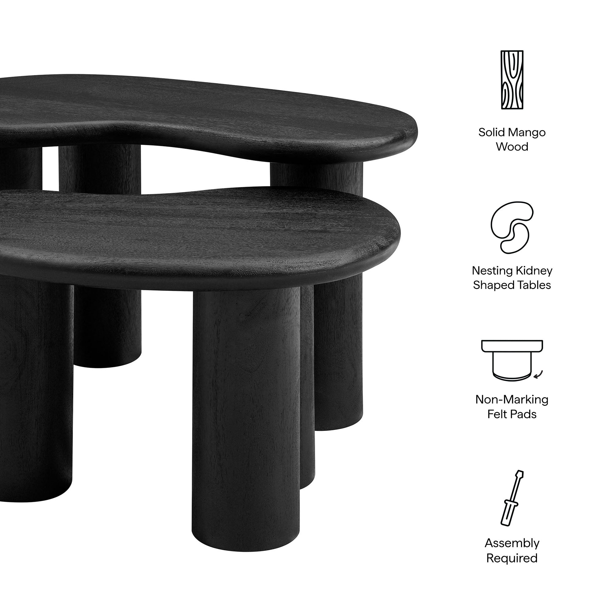 Hackney Mango Wood Nesting Coffee Table Set - Walnut