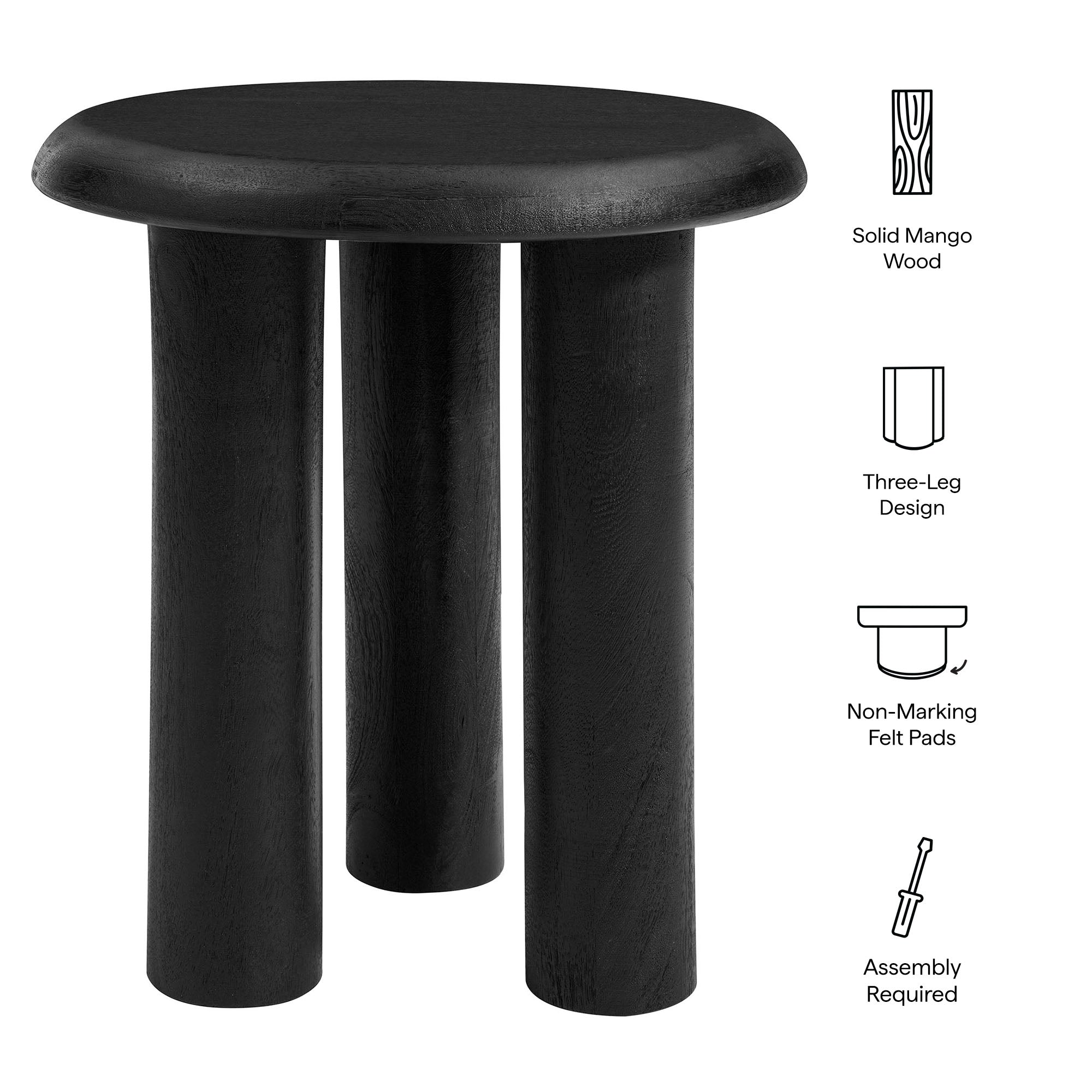 Mavina Mango Wood Side Table - Walnut