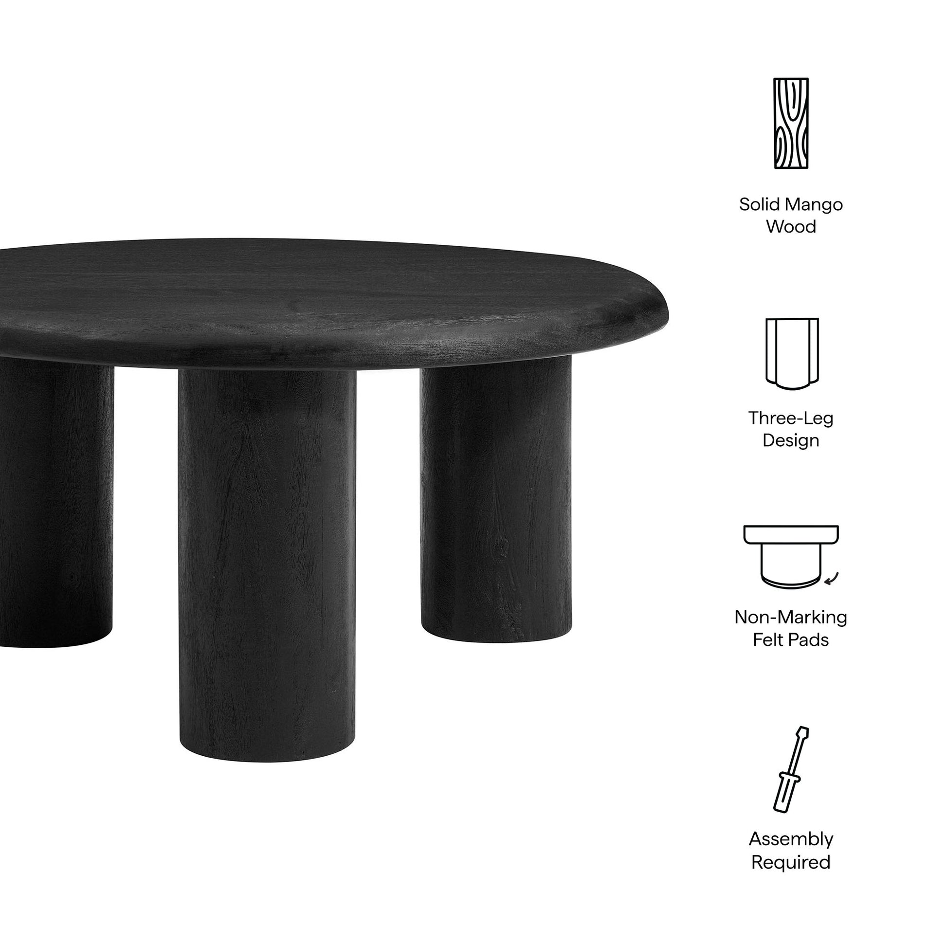 Mavina Round Mango Wood Coffee Table - Walnut