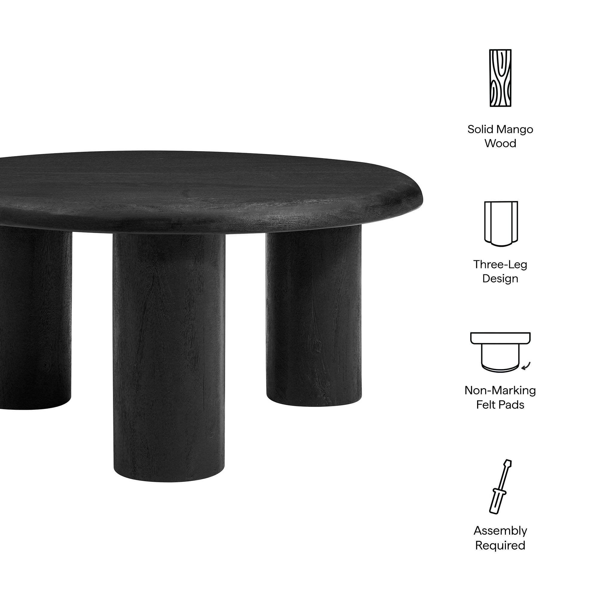 Mavina Round Mango Wood Coffee Table - Walnut