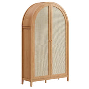 Calista 79" Tall Wide Rattan Arched Storage Cabinet - Natural