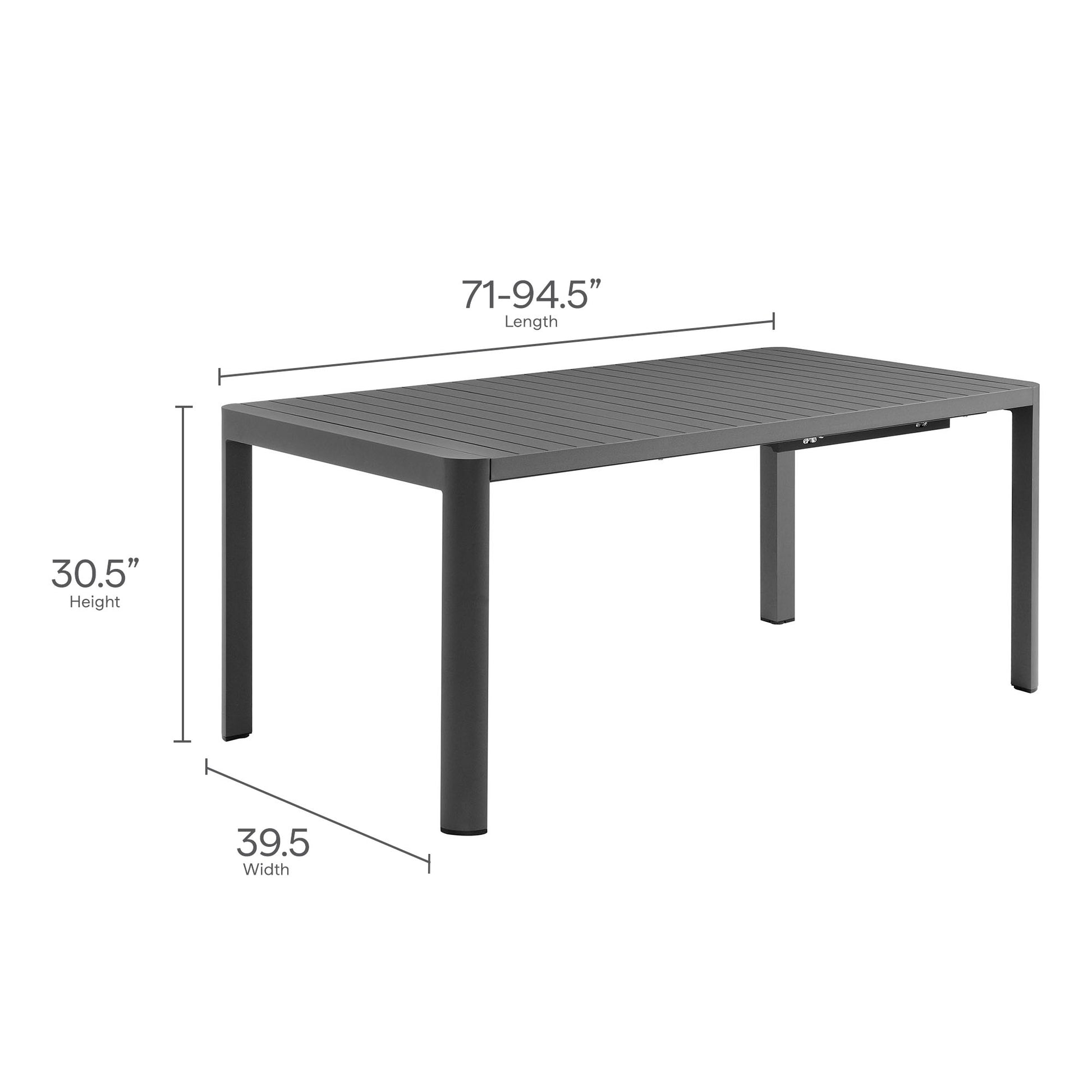 Tahoe 9-Piece Outdoor Patio Aluminum Dining Set With Extendable Table - Gray White