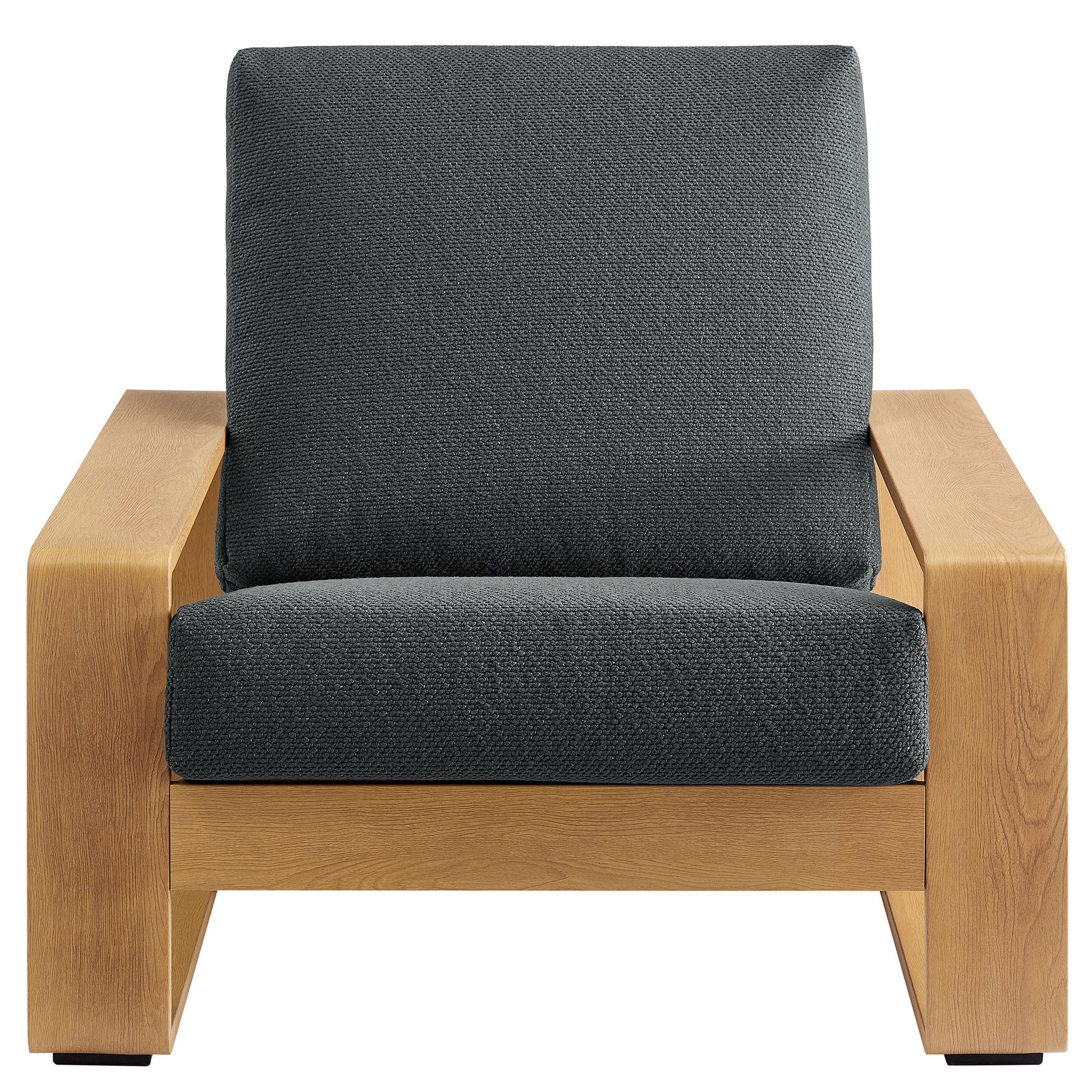 Lirienne Outdoor Patio Aluminum Faux Wood Armchairs Set of 2