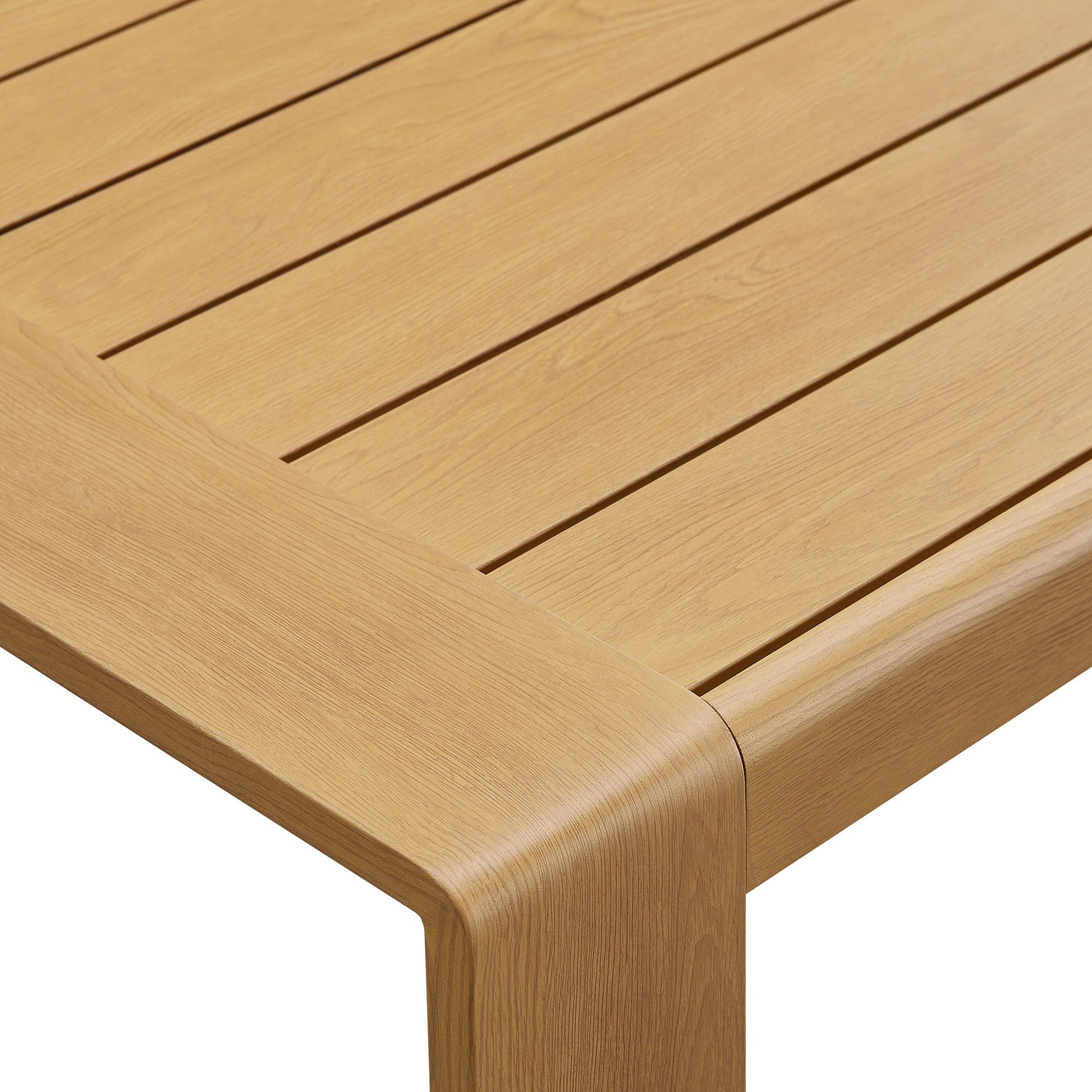 Lirienne Outdoor Patio Aluminum Faux Wood Coffee Table
