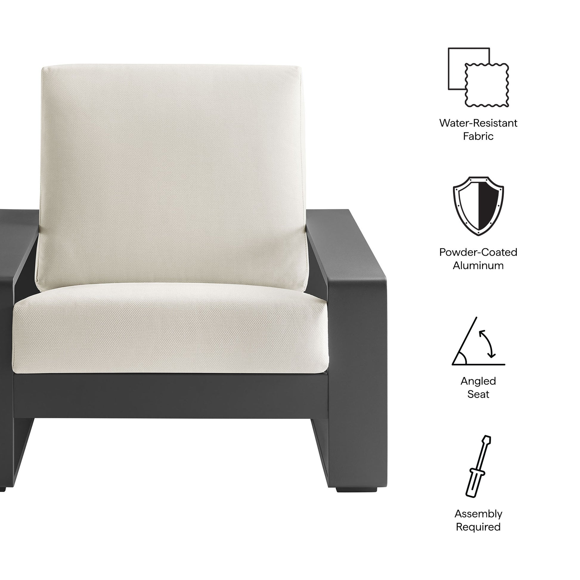 Lirienne Outdoor Patio Aluminum Armchair - Light Gray Gray