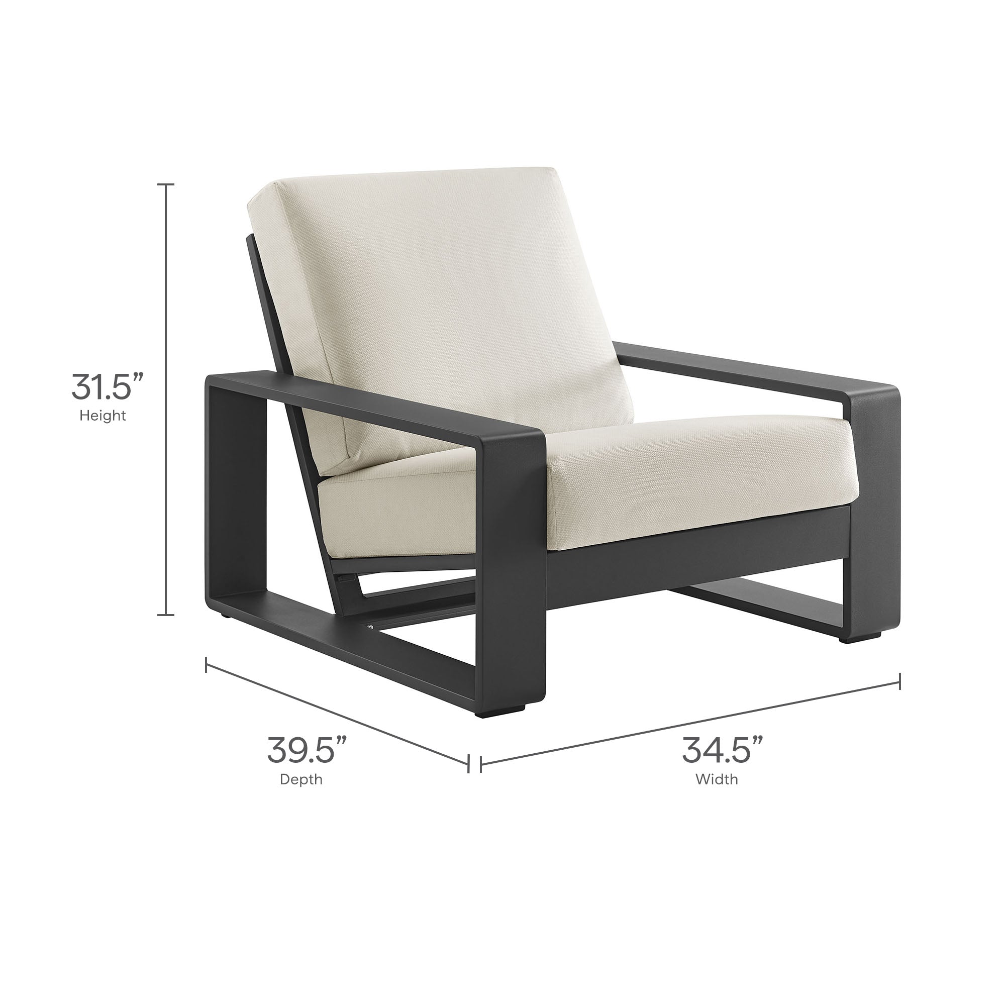 Lirienne Outdoor Patio Aluminum Faux Wood Armchairs Set of 2 - Smoke