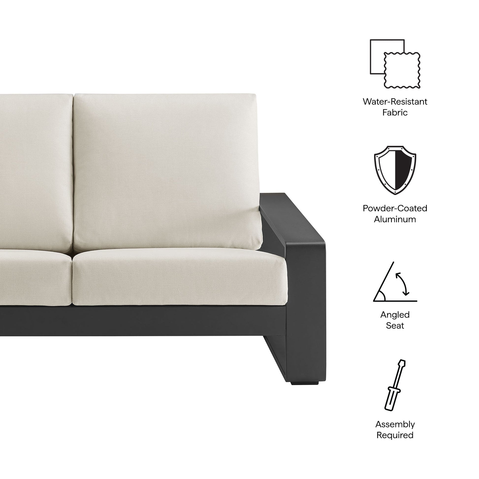 Lirienne Outdoor Patio Aluminum Loveseat - Light Gray Gray