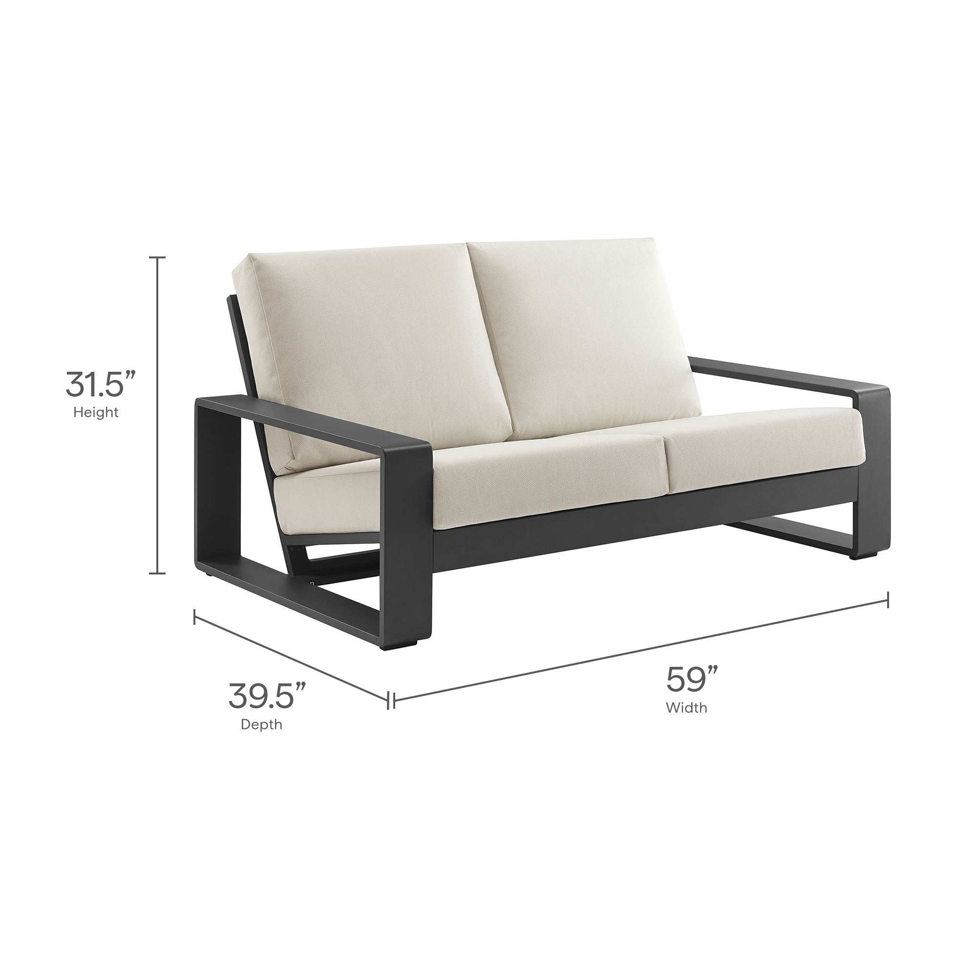 Lirienne Outdoor Patio Aluminum Loveseat - Smoke Gray