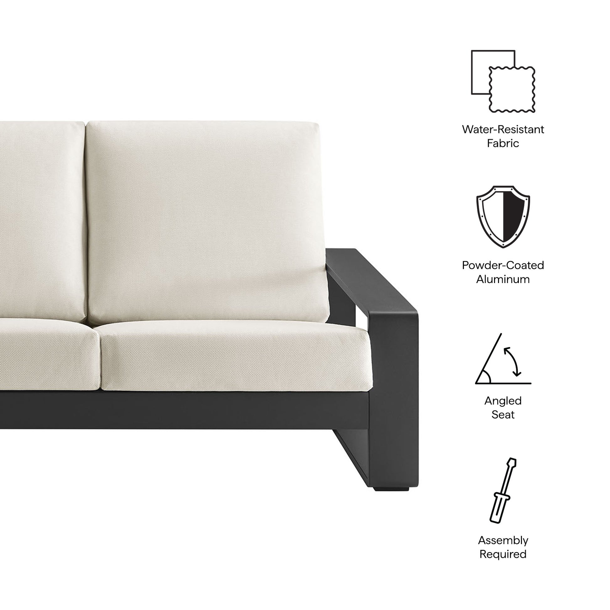 Lirienne Outdoor Patio Aluminum Sofa - Light Gray Gray