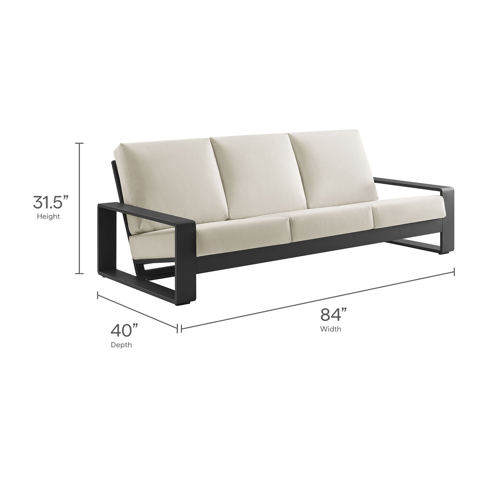Lirienne Outdoor Patio Aluminum Sofa - Smoke Gray