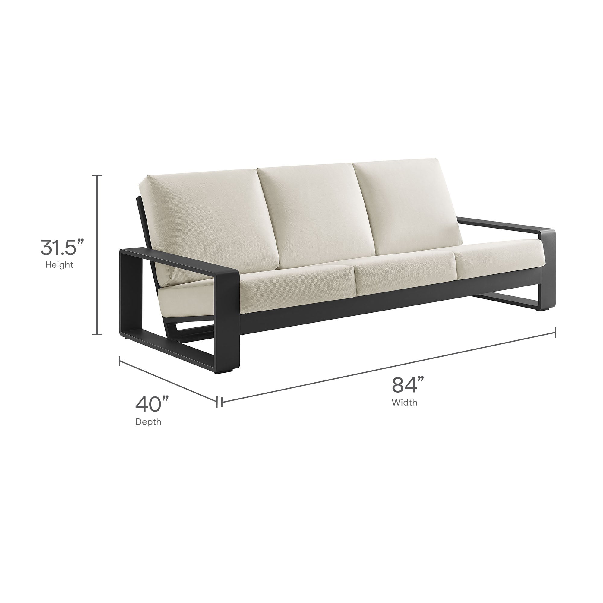 Lirienne Outdoor Patio Aluminum Sofa - Smoke Gray