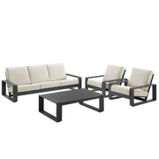 Lirienne 4-Piece Outdoor Patio Aluminum Furniture Set - Cream
