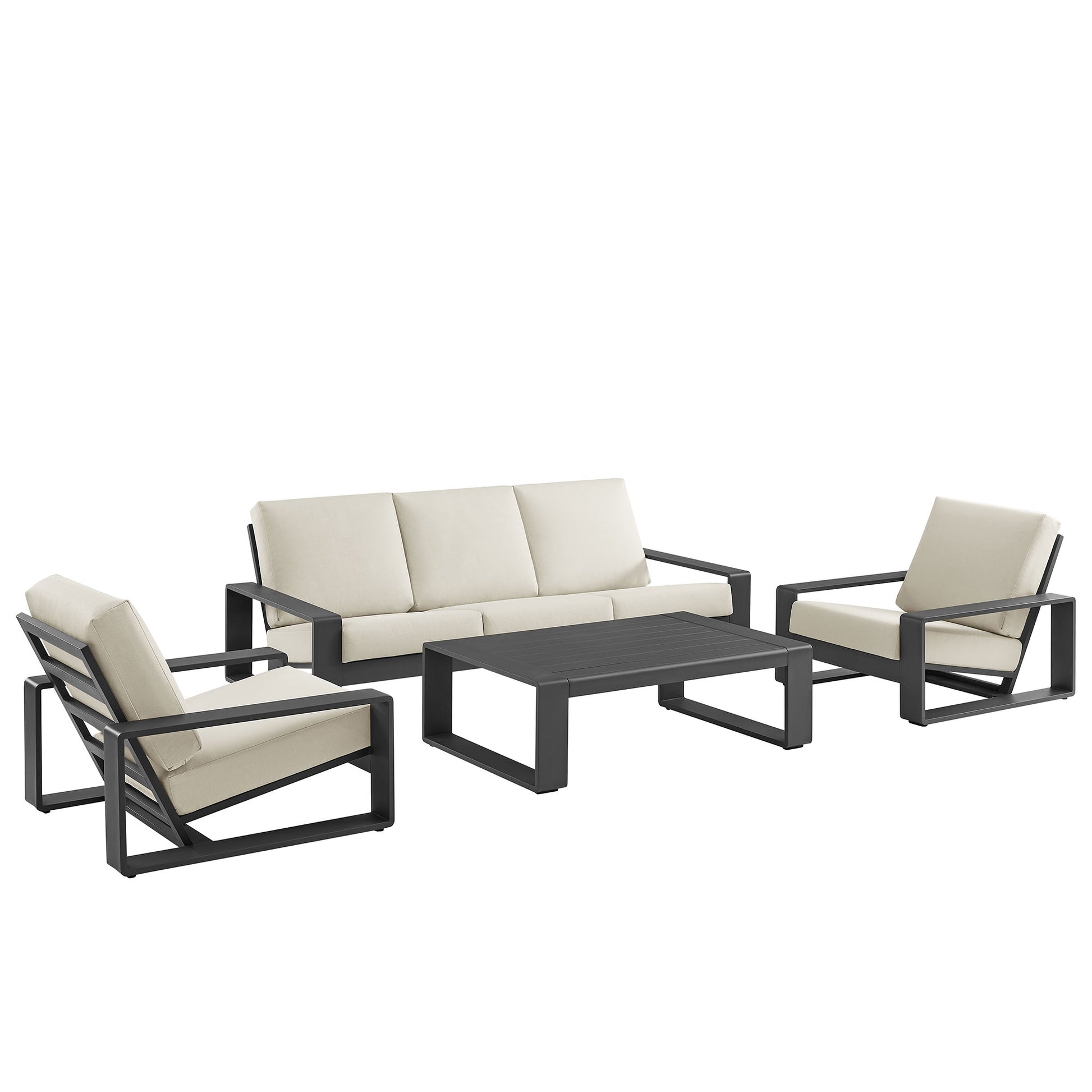 Lirienne 4-Piece Outdoor Patio Aluminum Furniture Set - Smoke