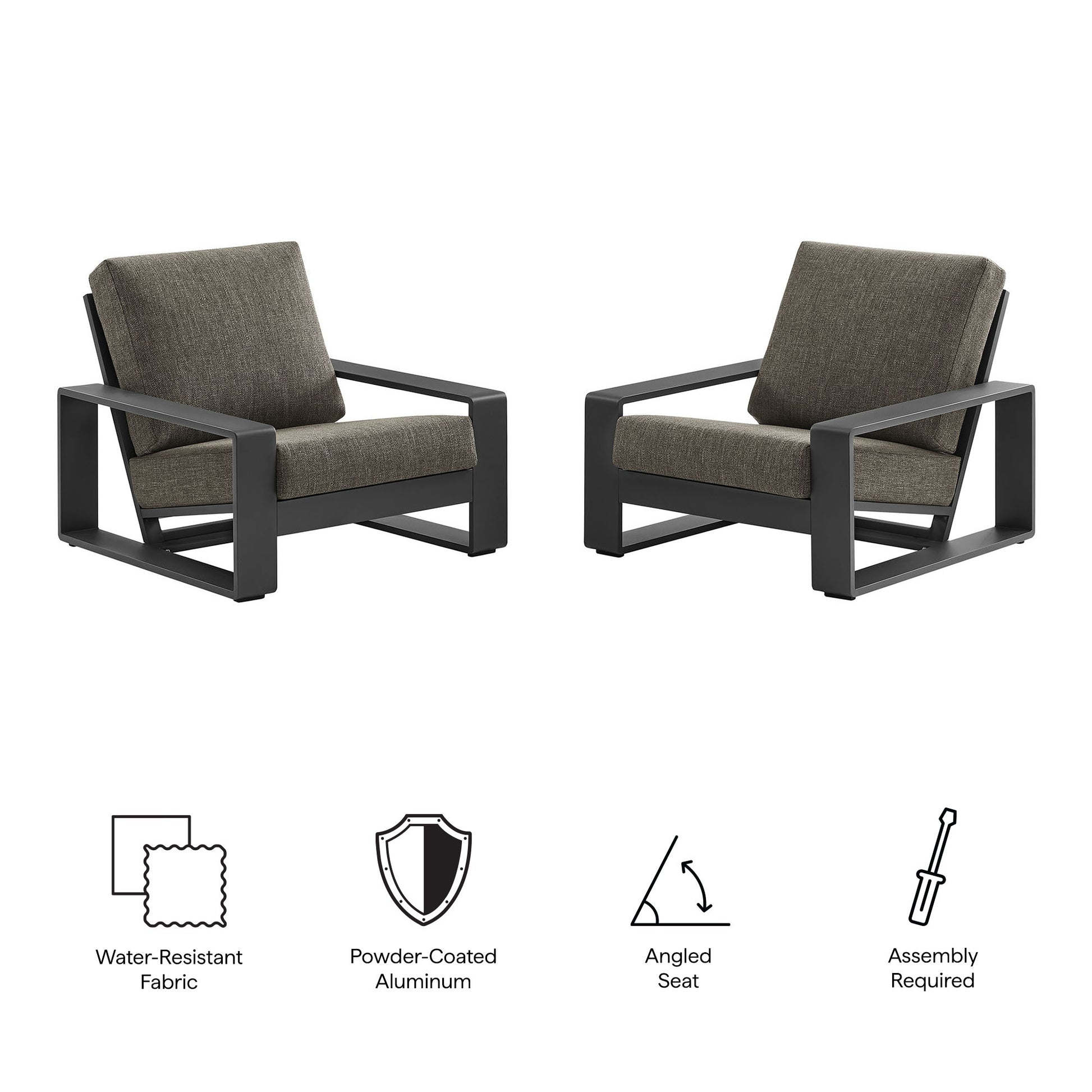 Lirienne Outdoor Patio Aluminum Faux Wood Armchairs Set of 2