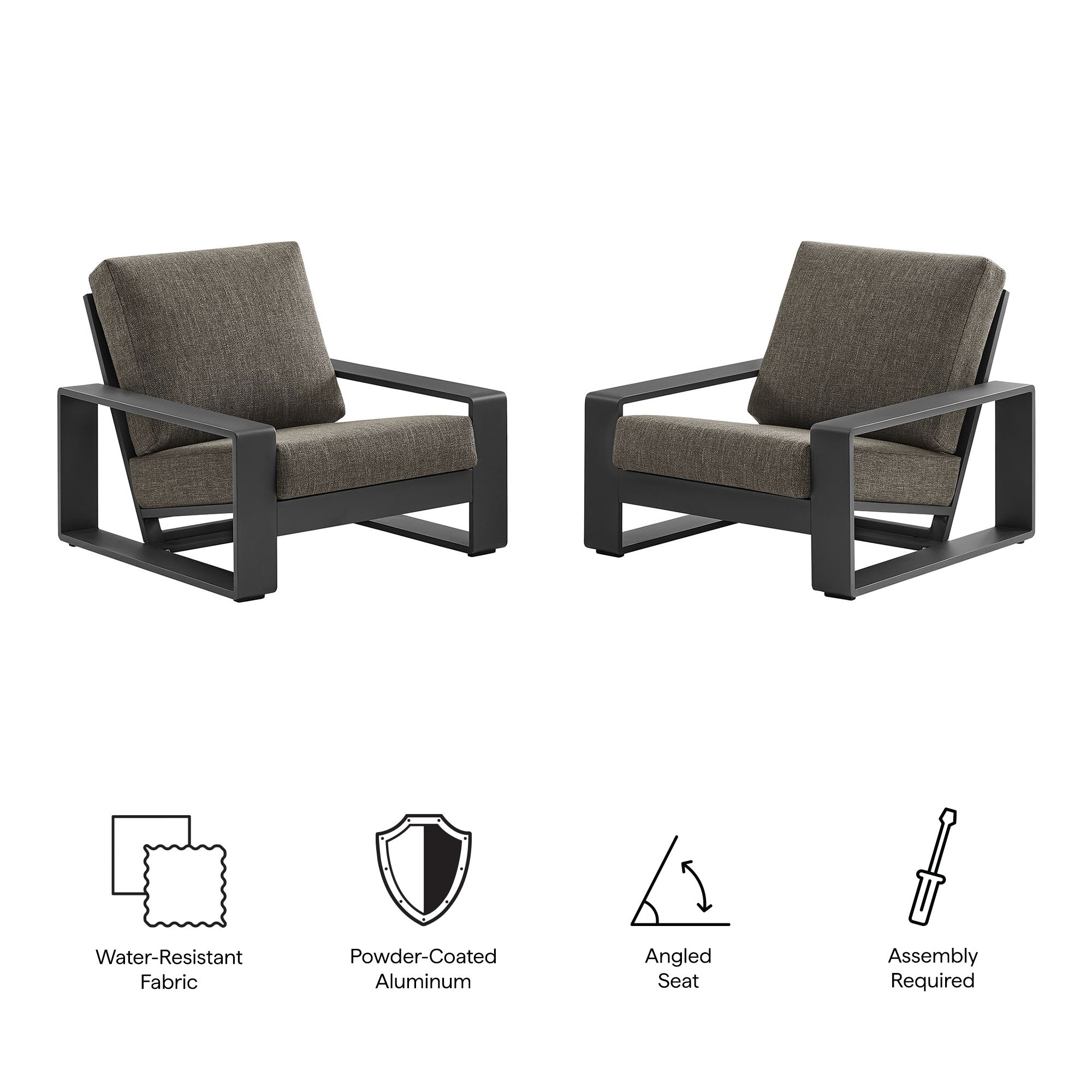 Lirienne Outdoor Patio Aluminum Faux Wood Armchairs Set of 2
