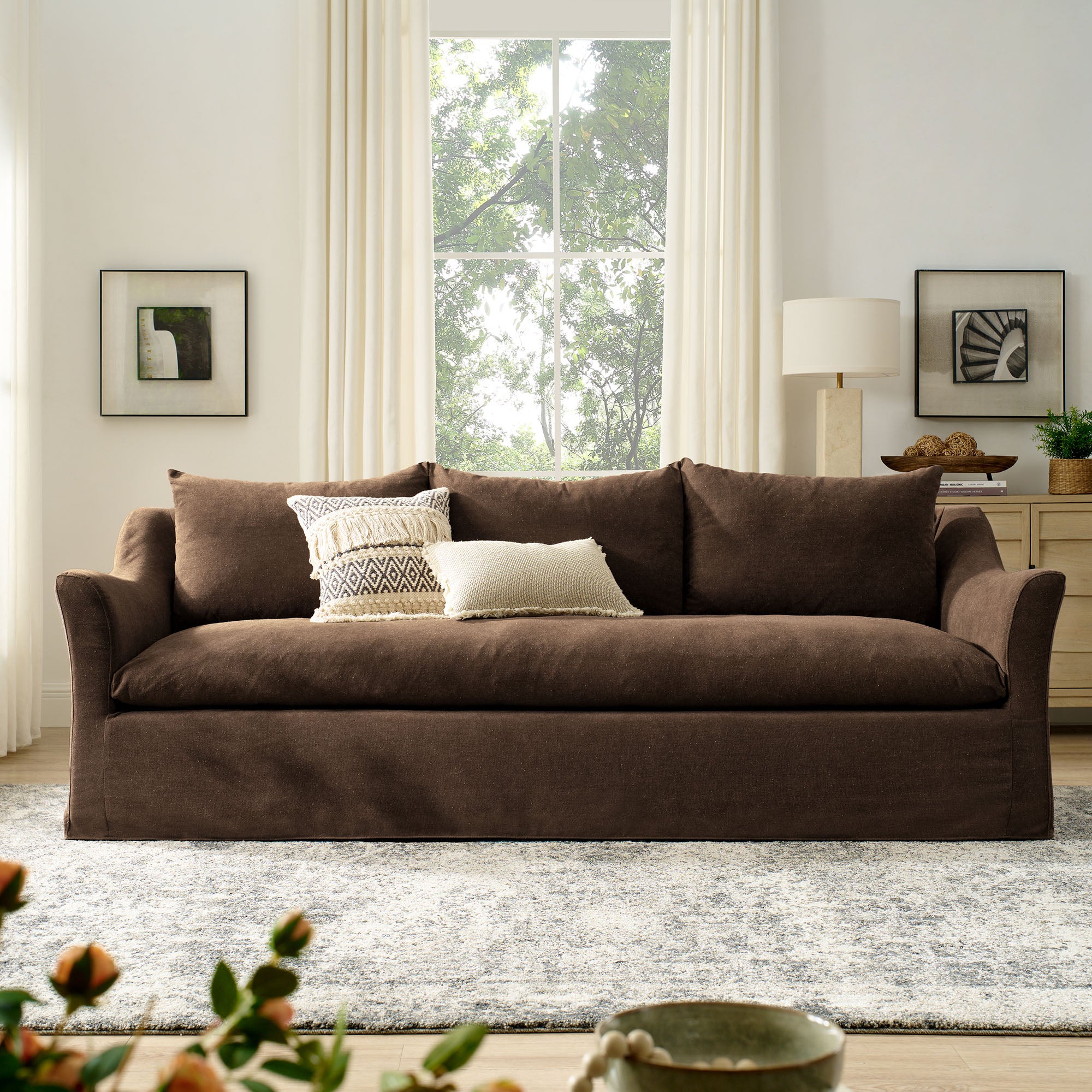 Somerset 92" Linen Blend Sofa