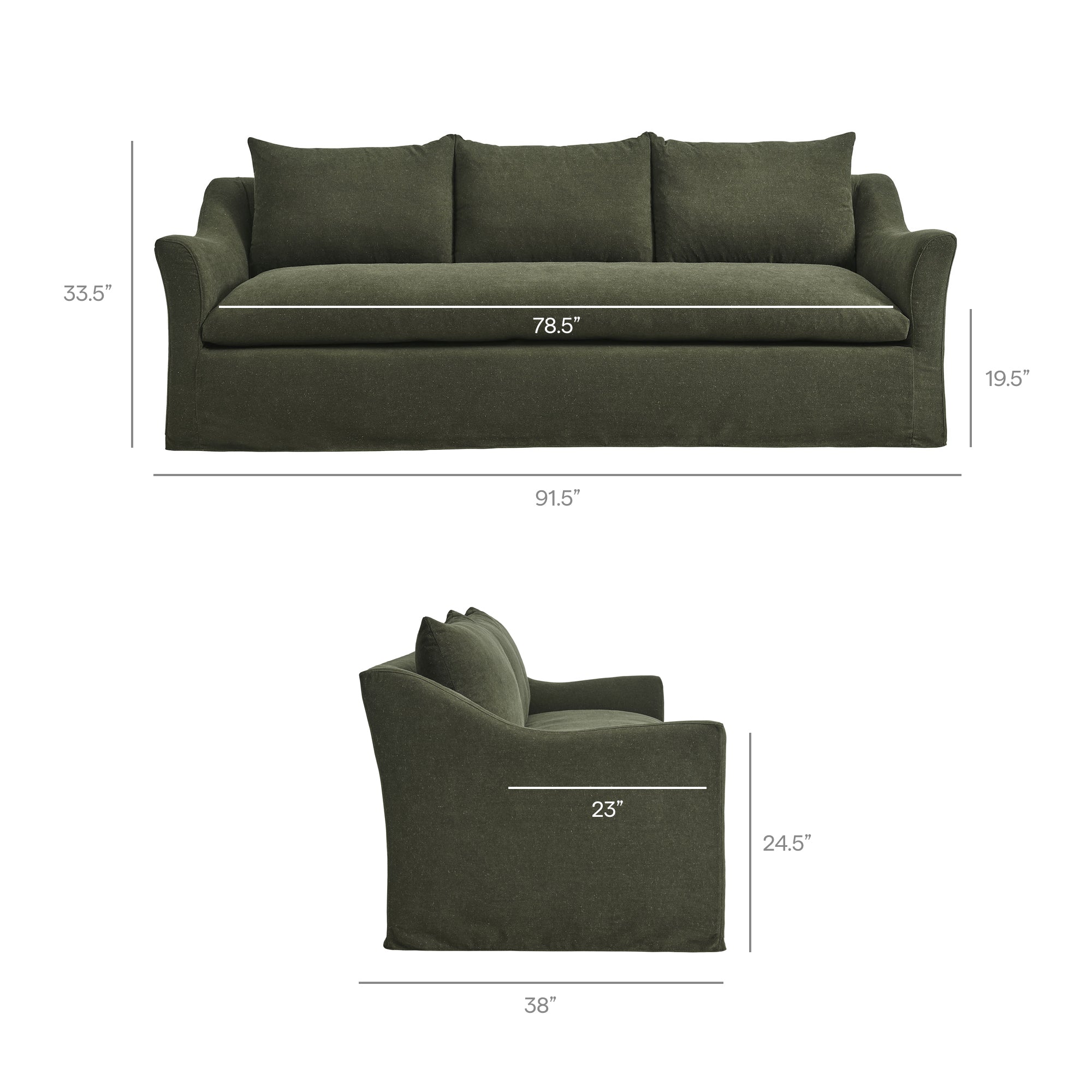 Somerset 92" Linen Blend Sofa