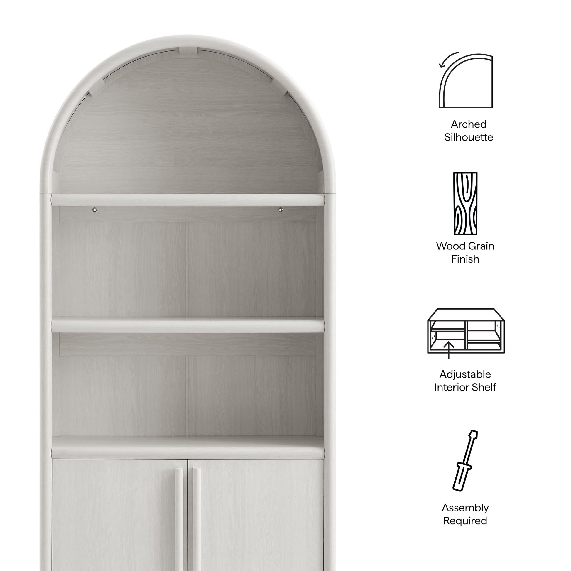 Bellamy Tall Arched Display Cabinet Bookcase - Black Oak