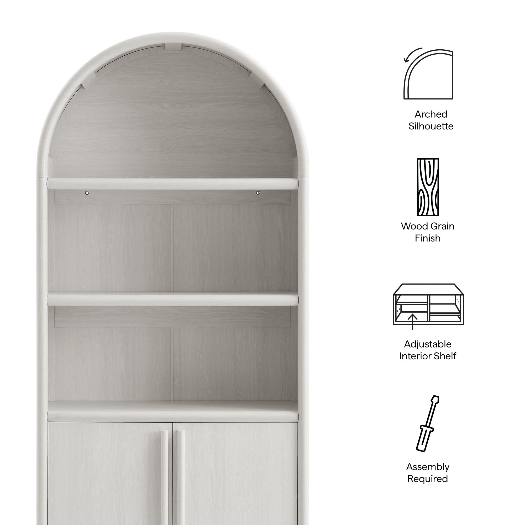 Bellamy Tall Arched Display Cabinet Bookcase - Black Oak