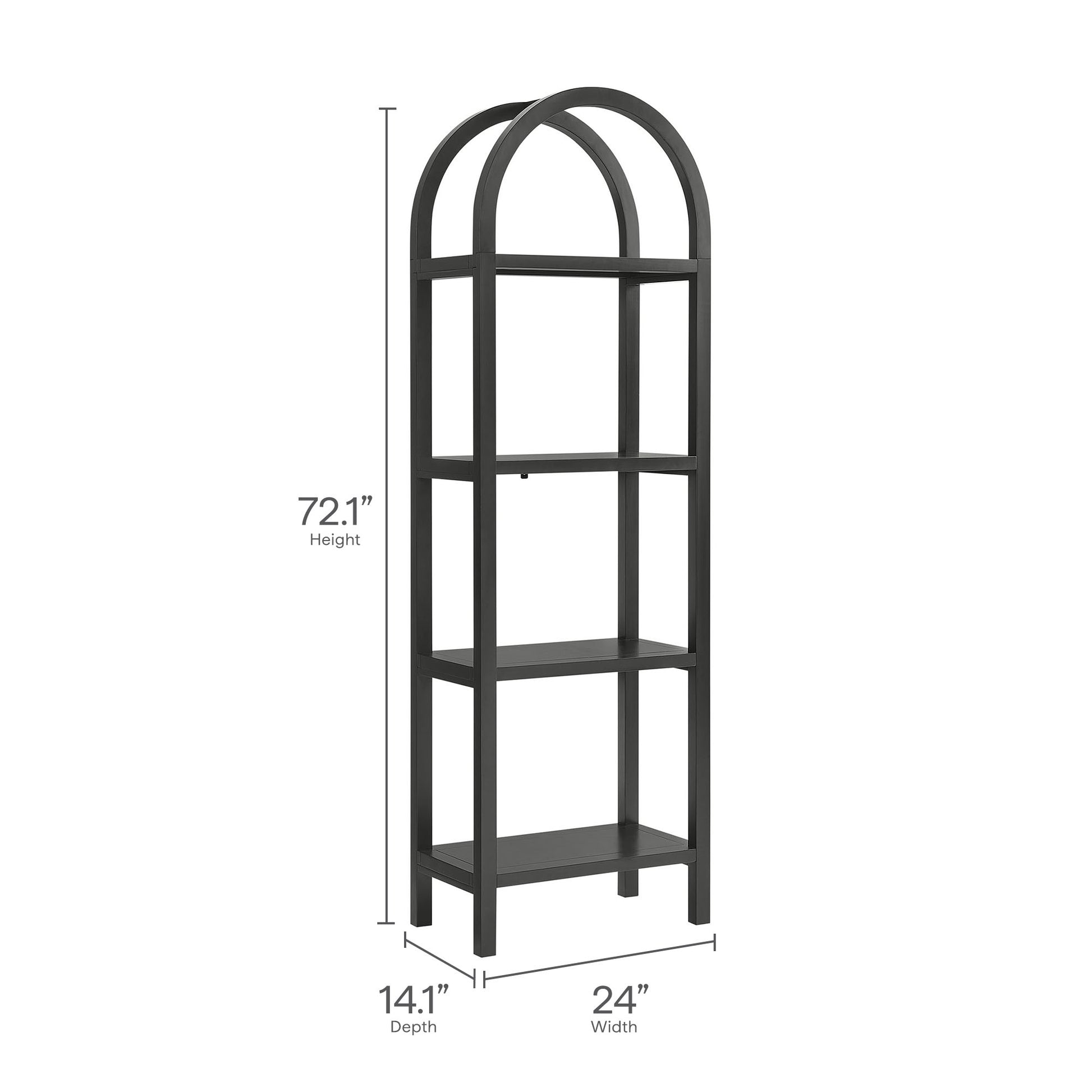 Vexley 72 Inch Tall Narrow Arched Bookshelf - Walnut