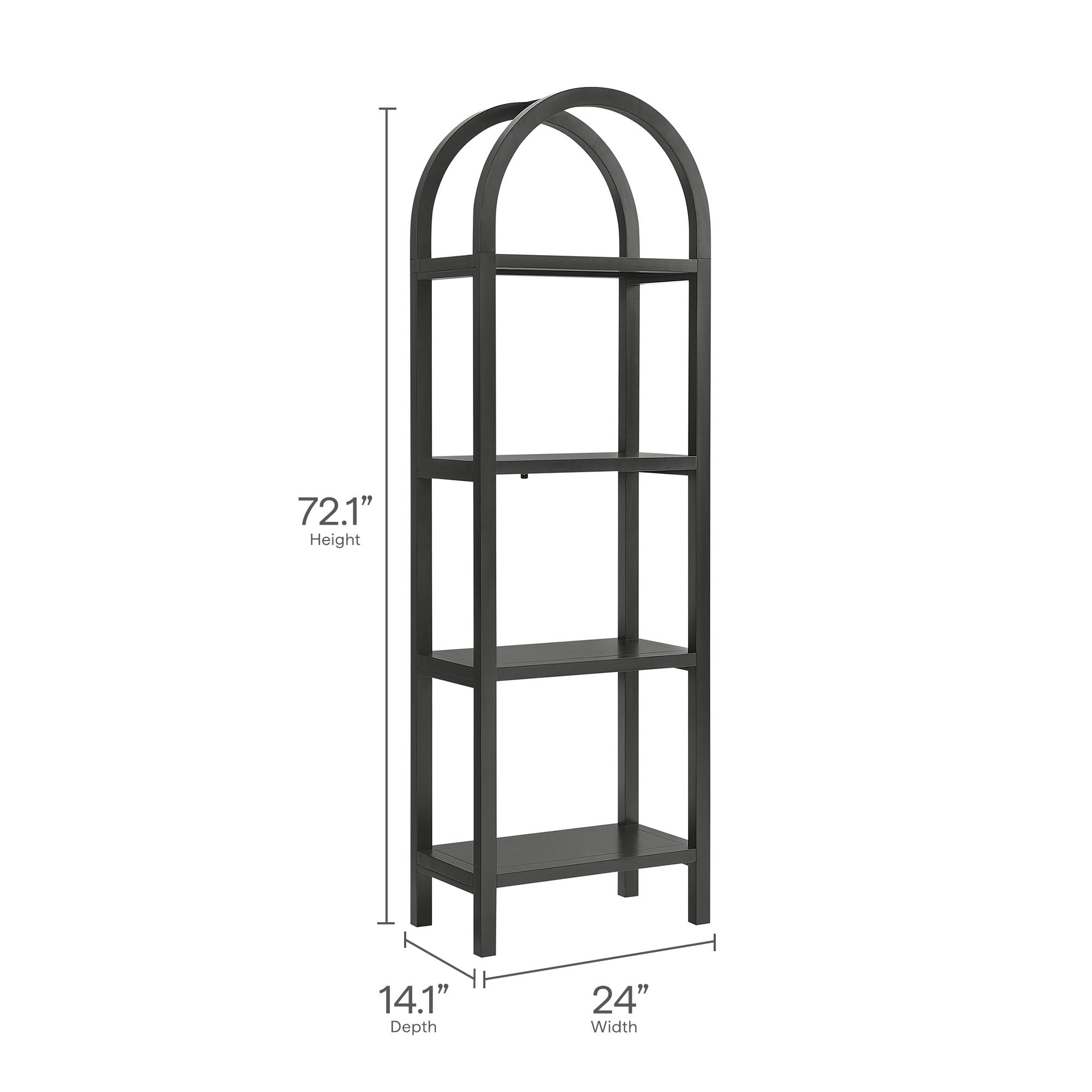Vexley 72 Inch Tall Narrow Arched Bookshelf - Walnut