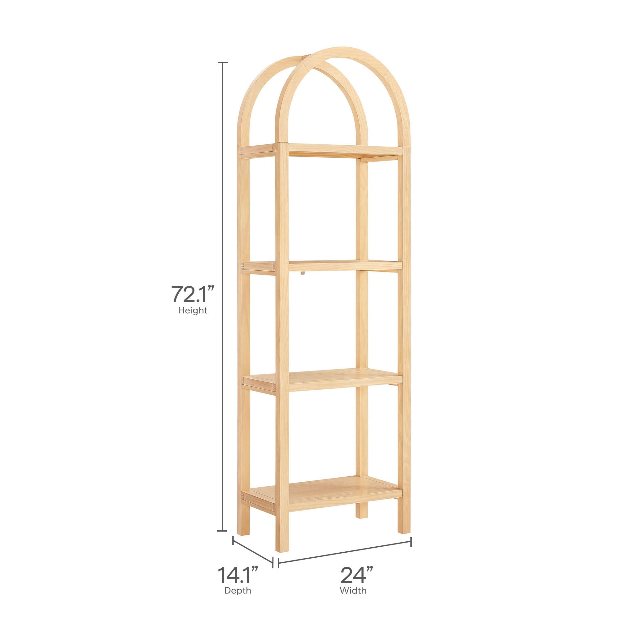 Vexley 72 Inch Tall Narrow Arched Bookshelf