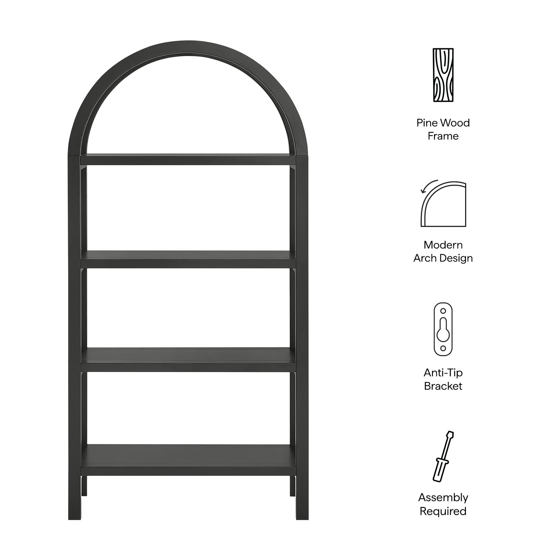 Vexley 60 Inch Arched Bookshelf - Natural