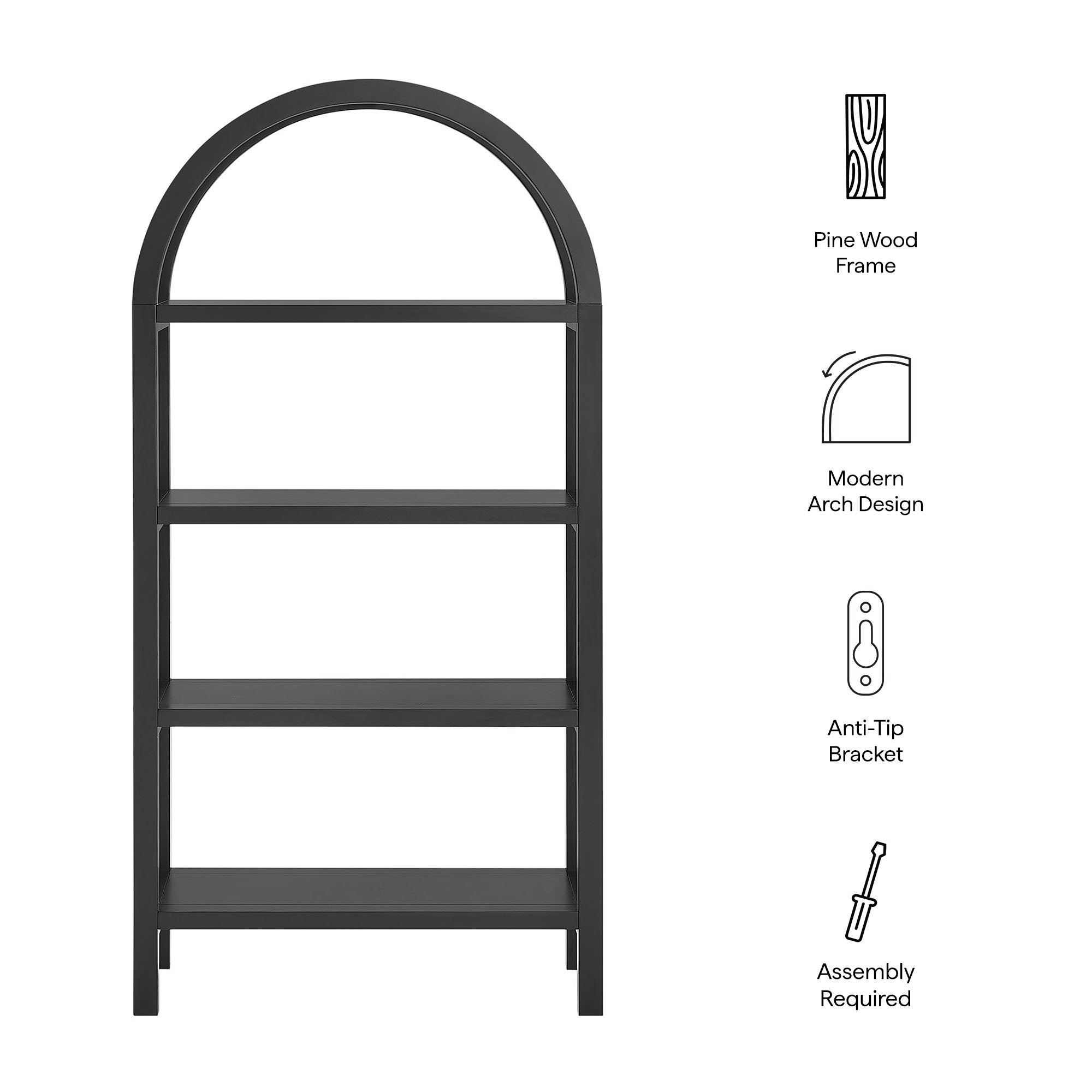 Vexley 60 Inch Arched Bookshelf - Natural