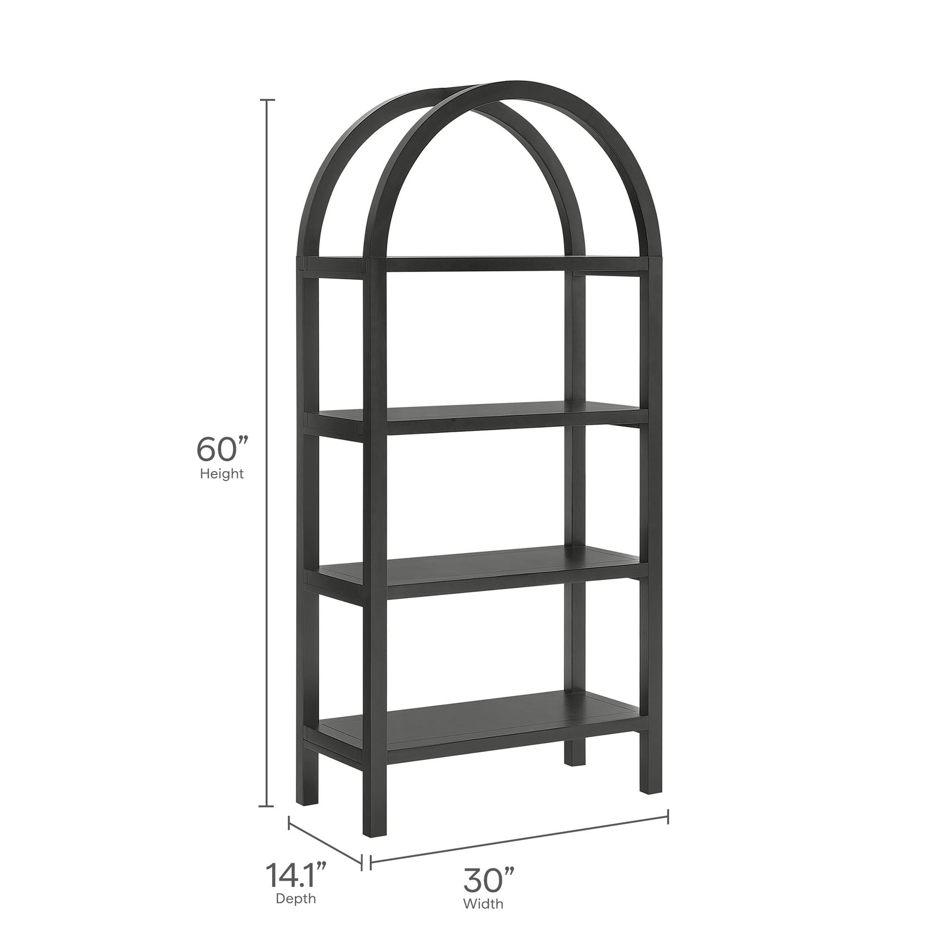 Vexley 60 Inch Arched Bookshelf - Walnut