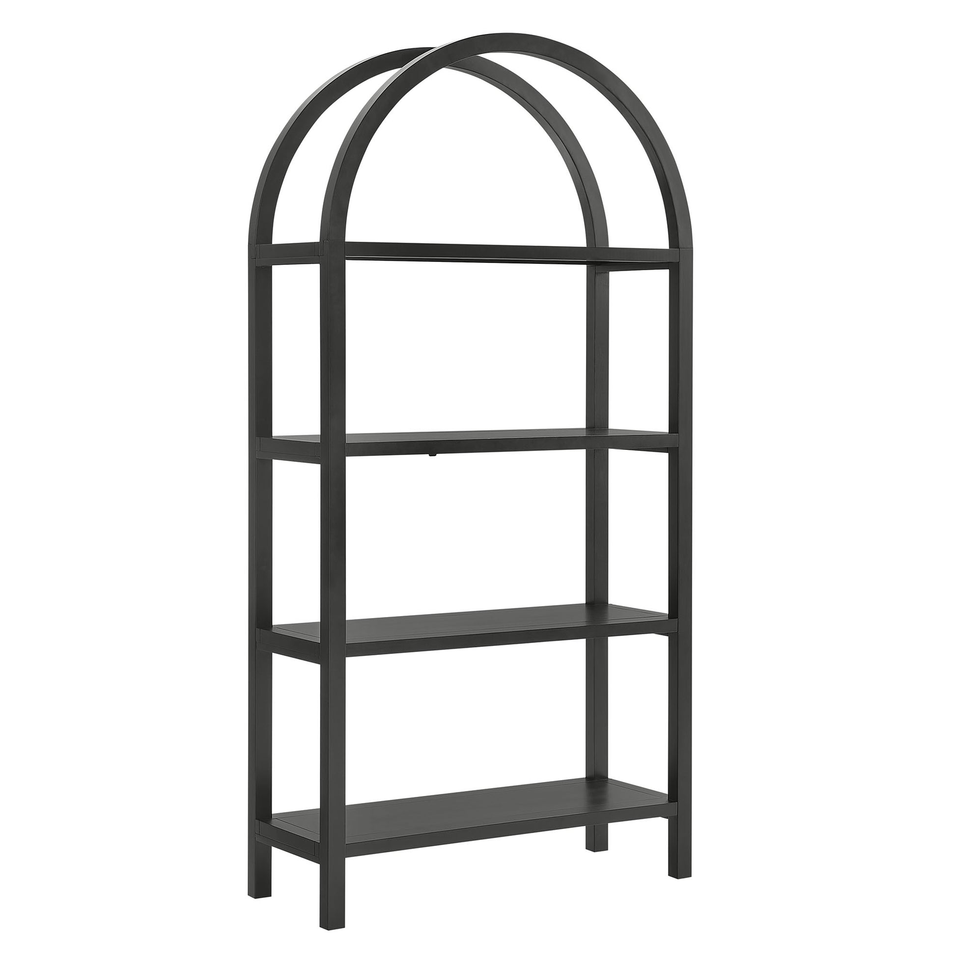 Vexley 72 Inch Large Arched Bookshelf - Black